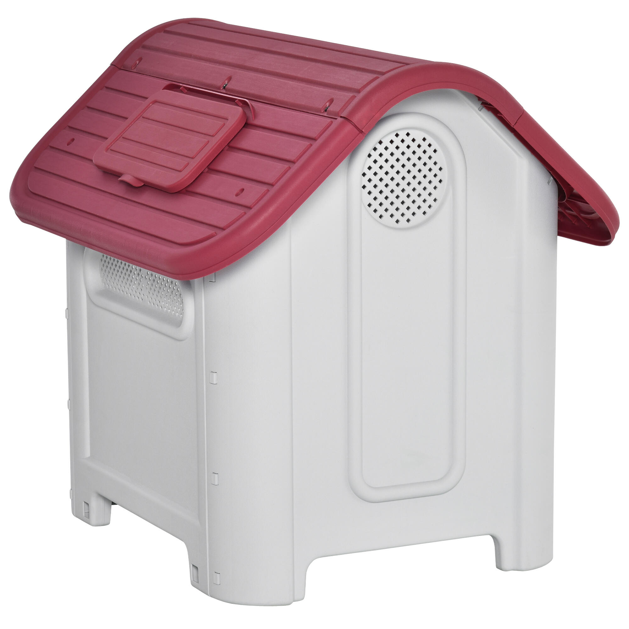 Caseta para Perros PawHut 59x75x66 cm Gris y Rojo 4/7