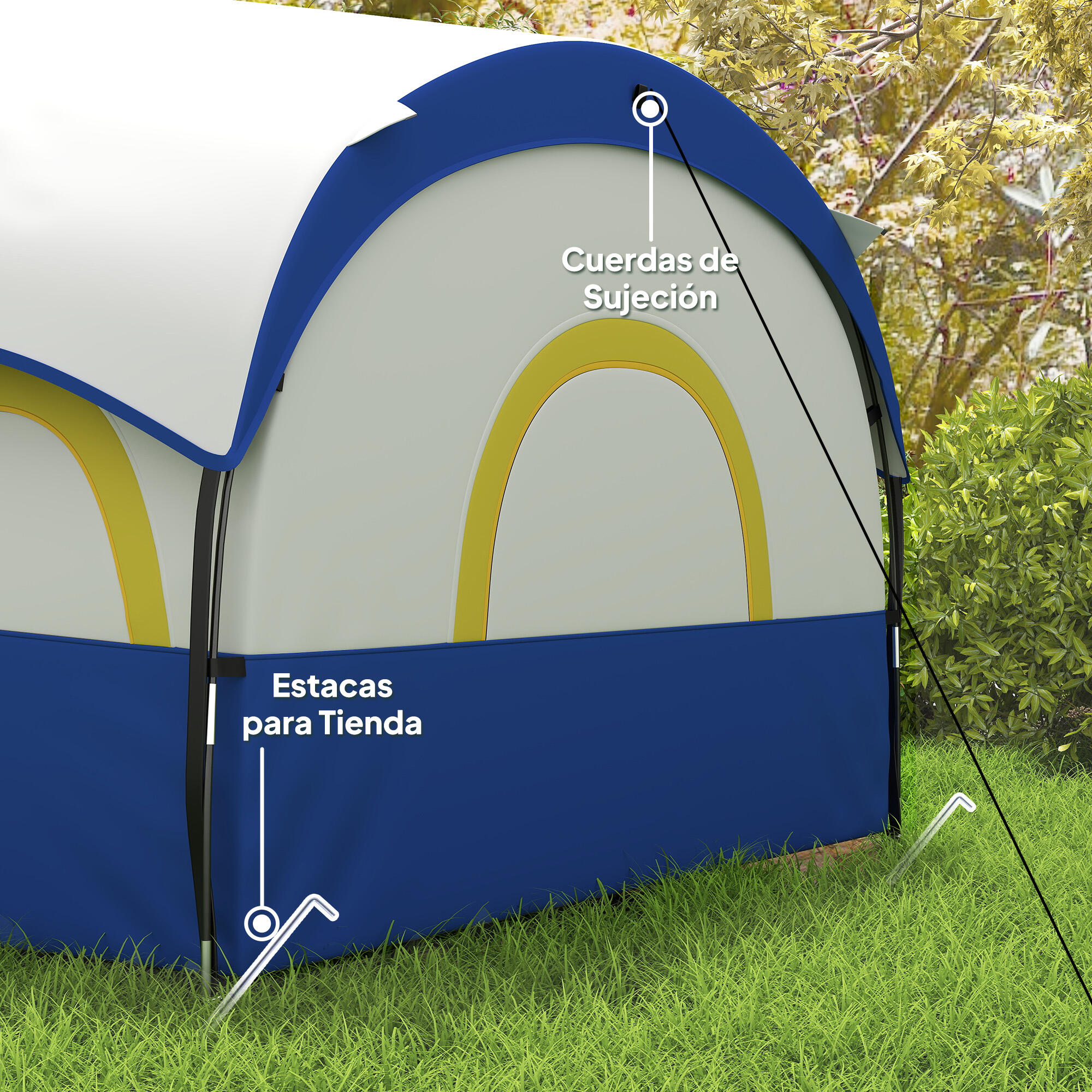 Tenda campismo 435x251x195 cm azul Outsunny 4/7