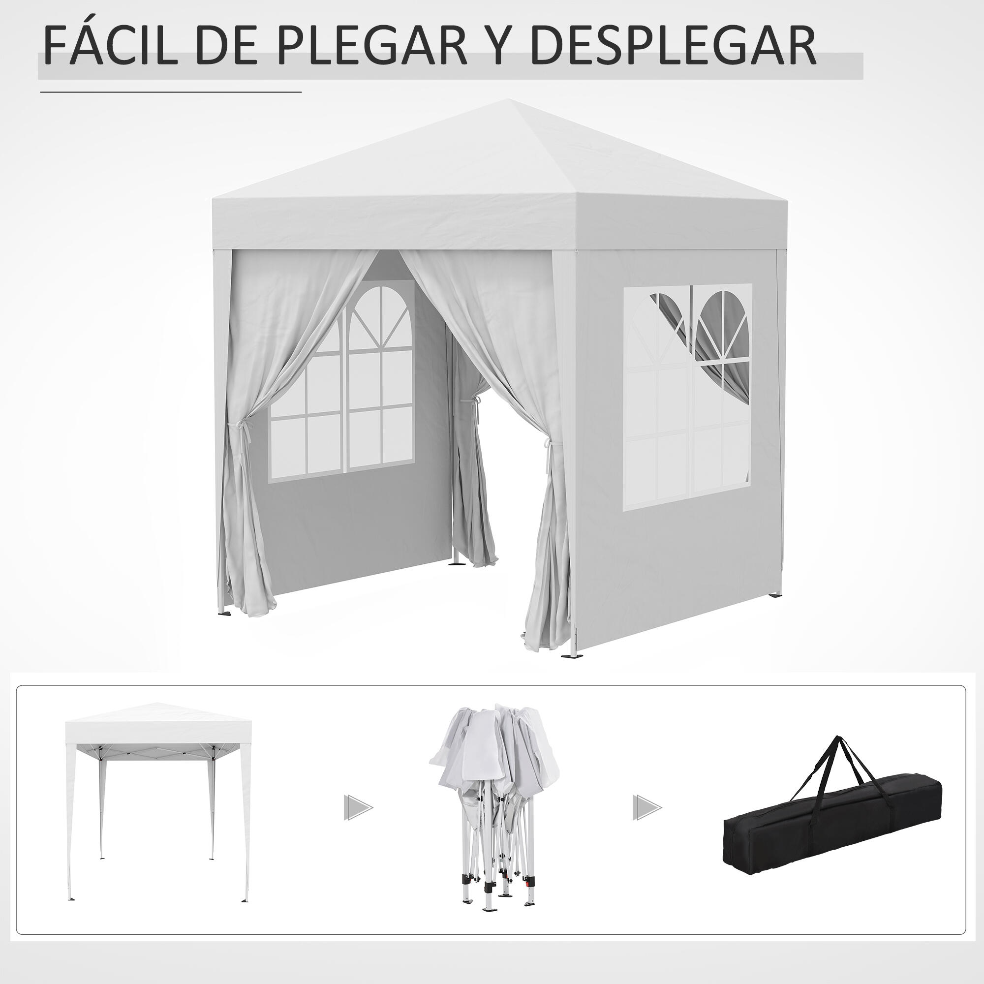 Tenda Dobrável 2x2x2,45 m Branco Outsunny 7/7