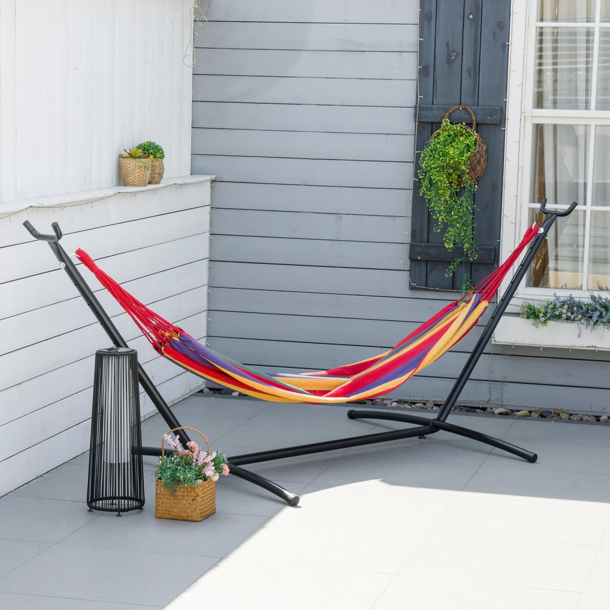 Rede com Suporte 285x118x110 cm Multicolor Outsunny 2/7