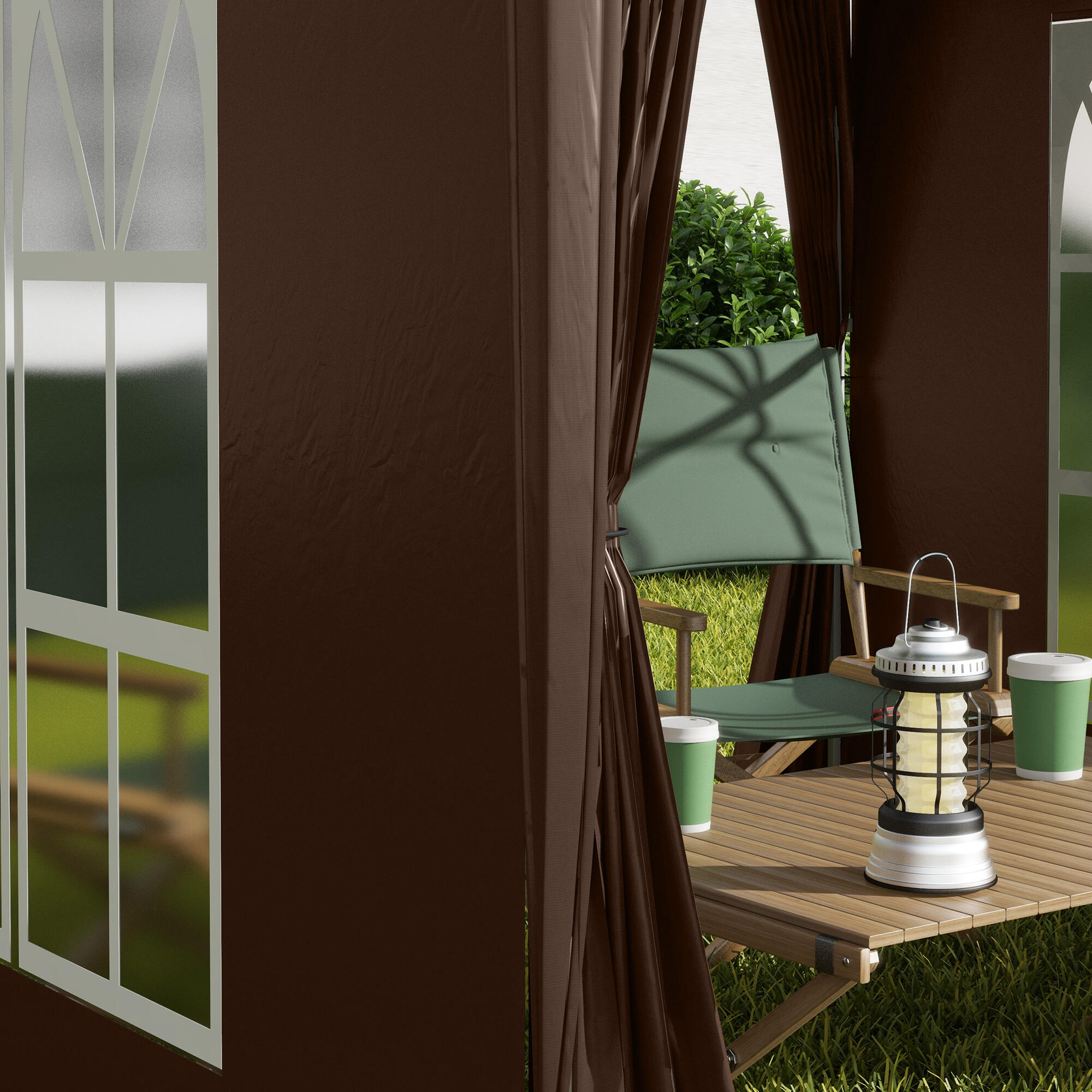 Tenda Dobrável 200x200x240 cm Marrom Outsunny 5/7