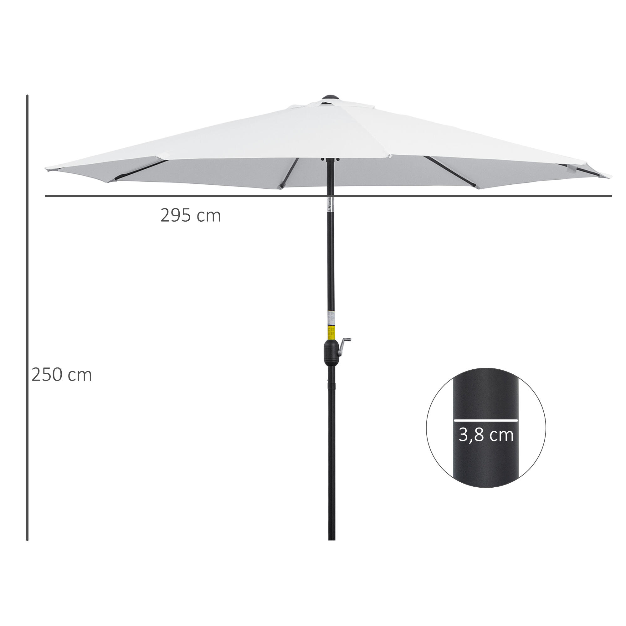 Sombrilla con inclinación Outsunny Ø300x250 cm blanco 3/9