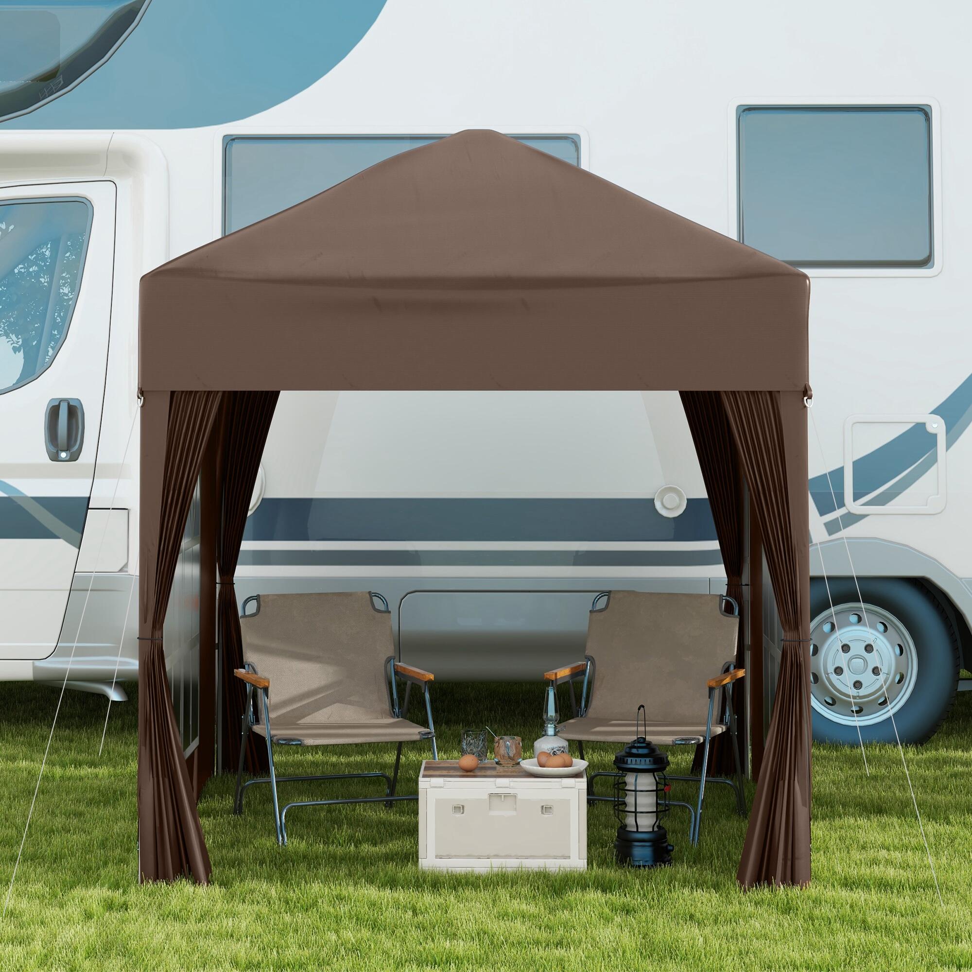 Tenda Dobrável 200x200x240 cm Marrom Outsunny 4/7