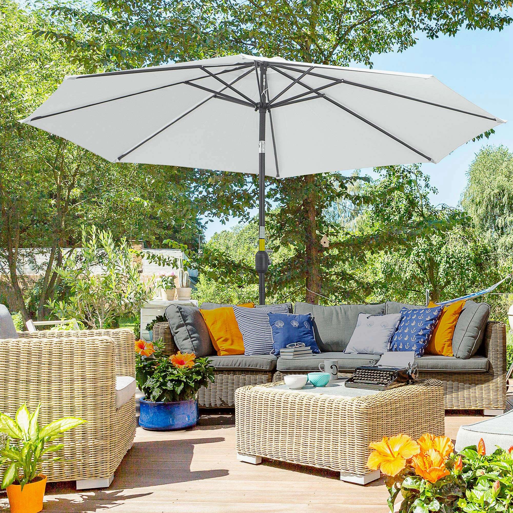 Sombrilla con inclinación Outsunny Ø300x250 cm blanco 2/9