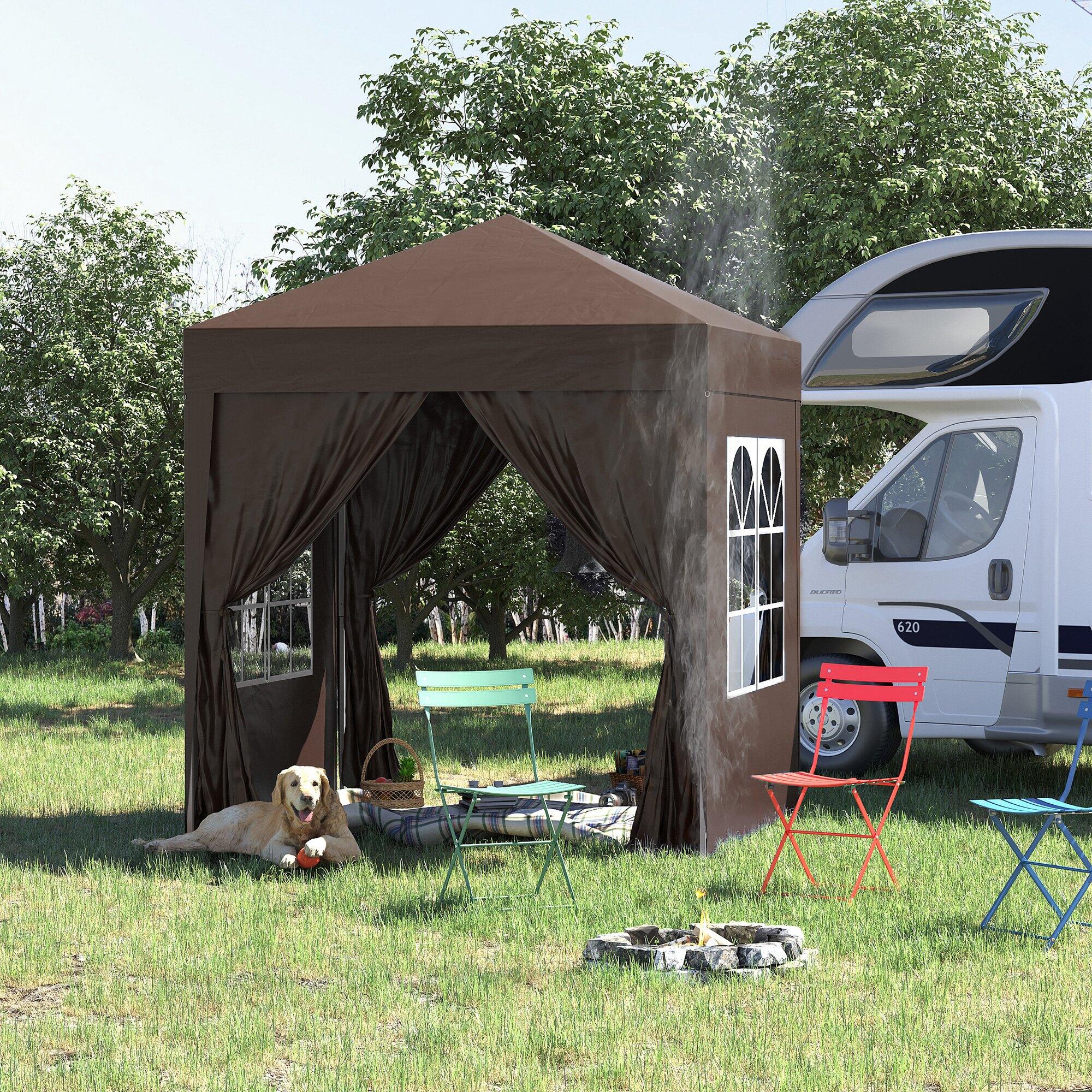 Tenda Dobrável 200x200x240 cm Marrom Outsunny 2/7