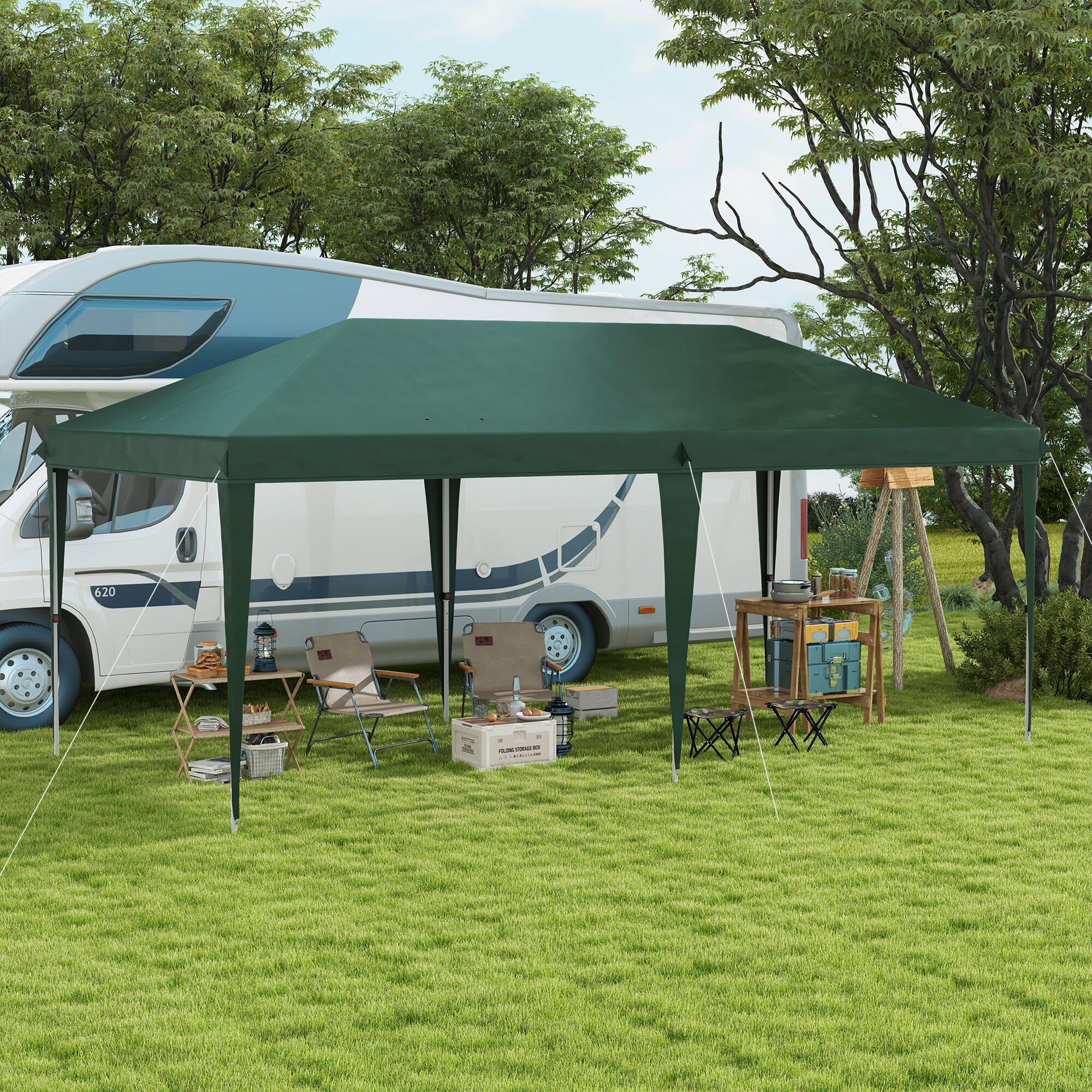 Tenda dobrável verde Outsunny 2/7