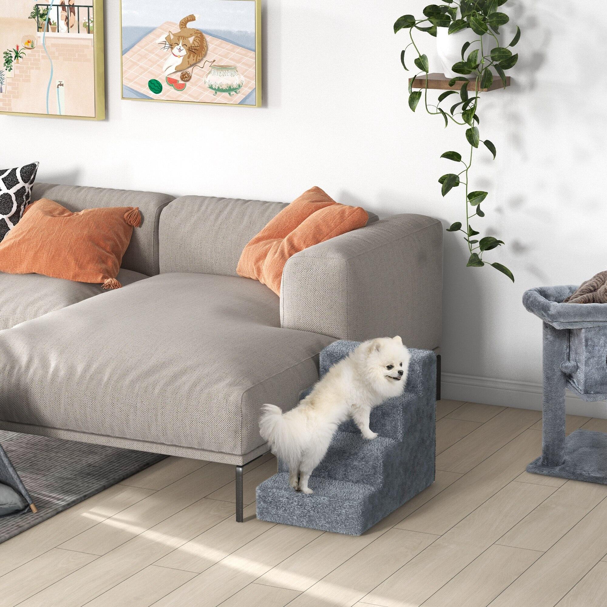 Escada para Animais de Estimação PawHut 60x35x44 cm Cinzento 5/7