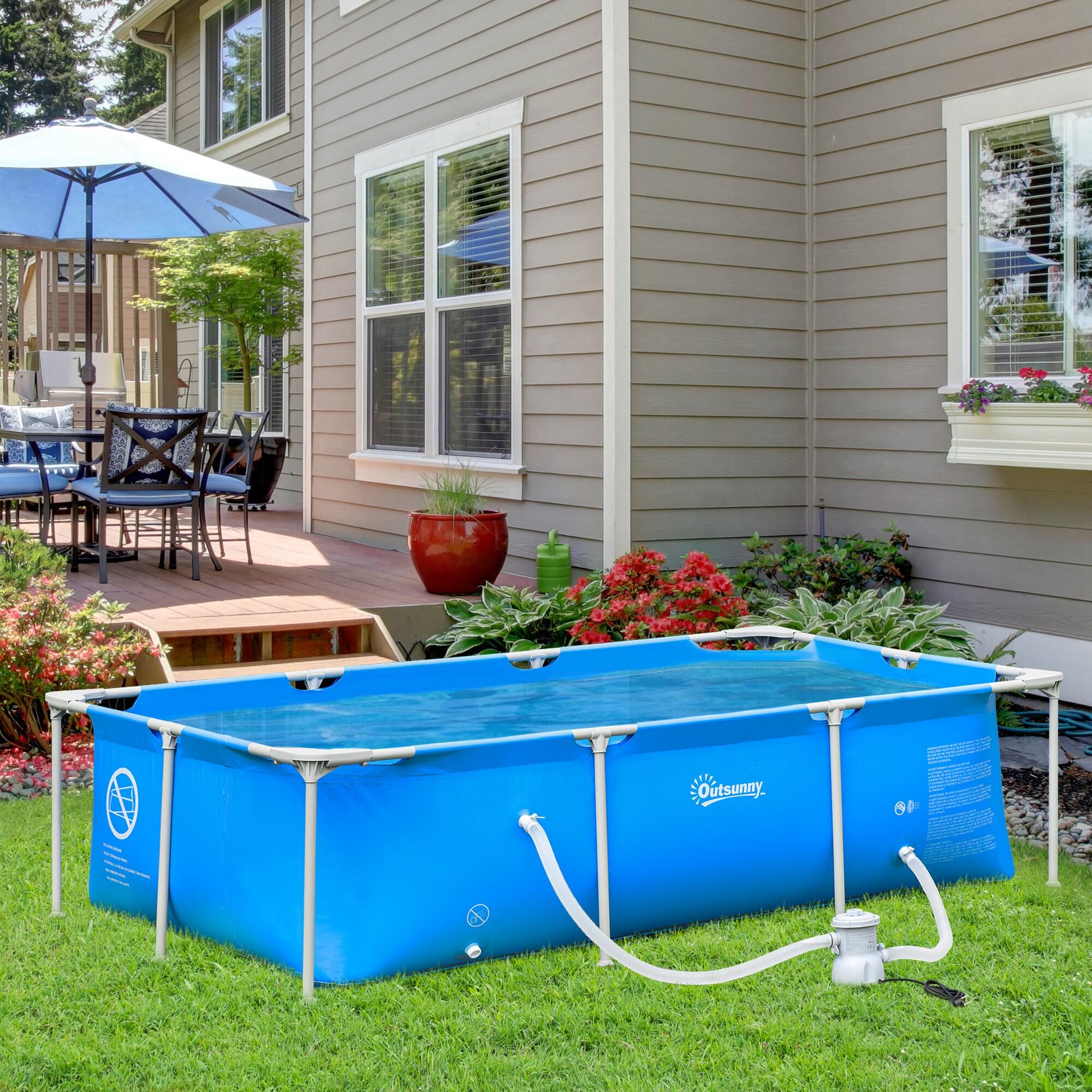 Piscina Desmontable Outsunny 252x152x65 cm Azul 2/7