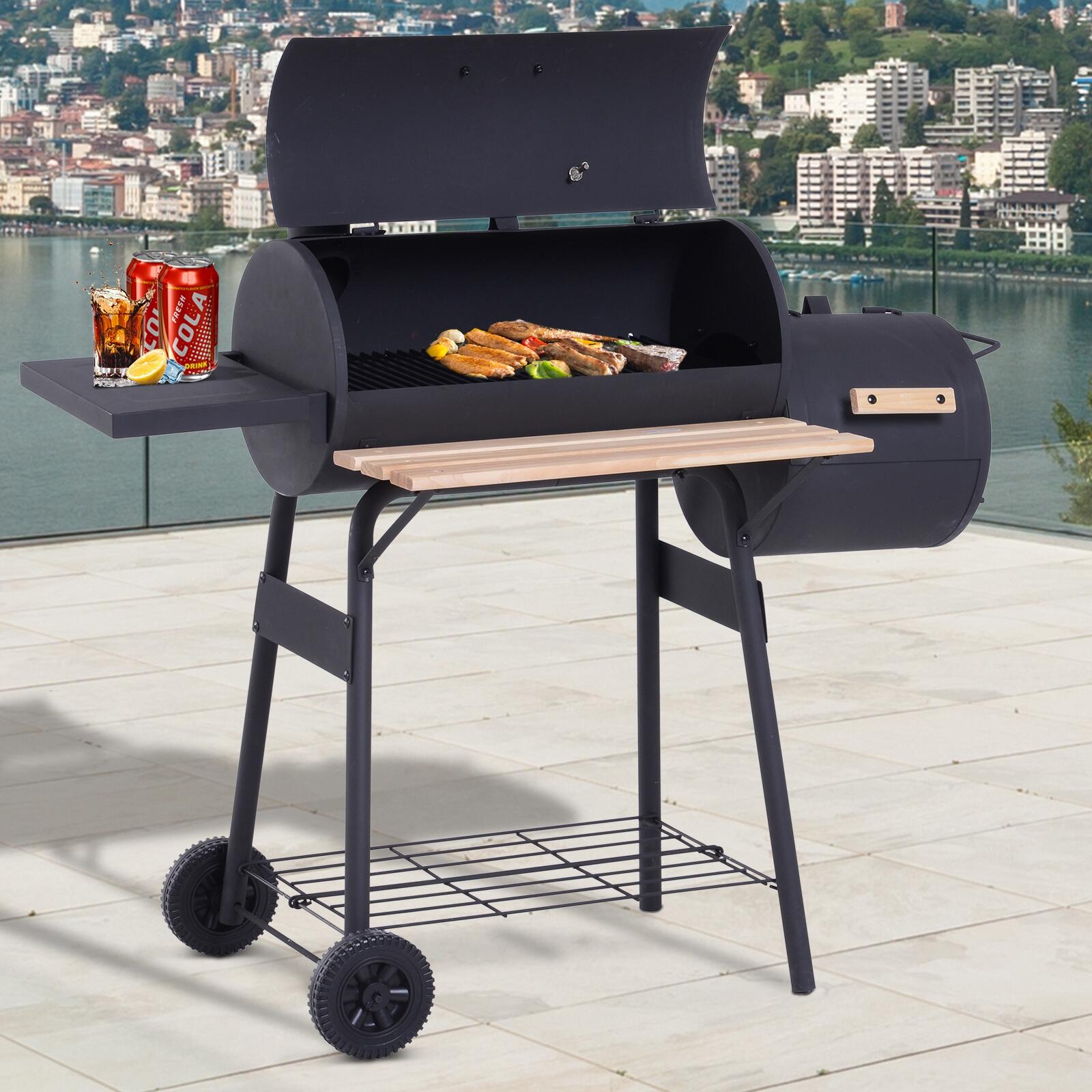 Barbacoa de Carbón Outsunny 124x53x104 cm Negro 2/7