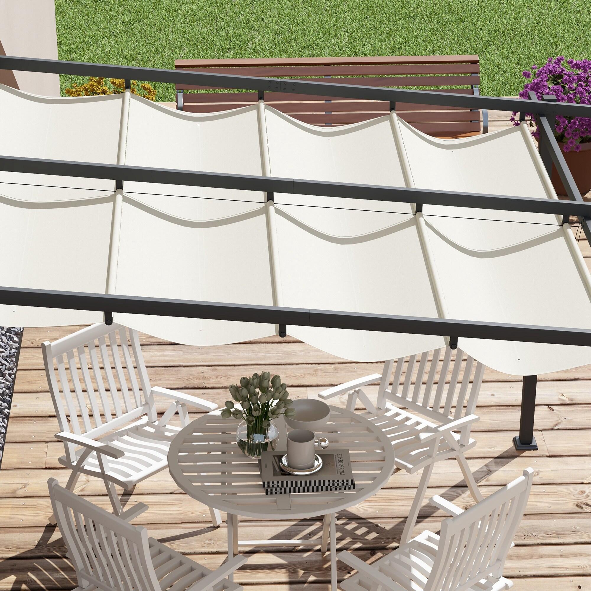 Pérgola Outsunny 297x297x230 cm Crema 5/7