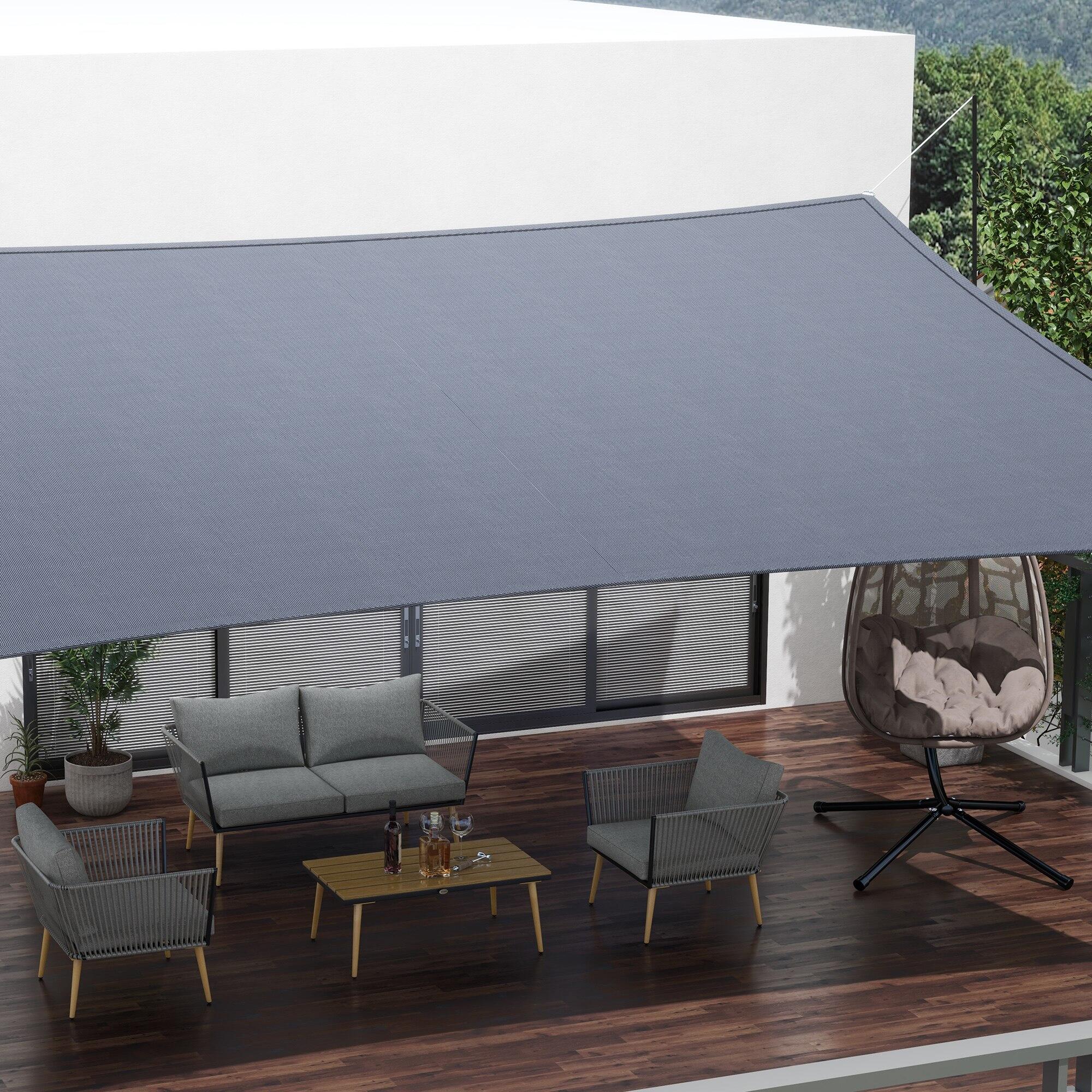 Vela de sombra retangular cinzento Outsunny 5/7