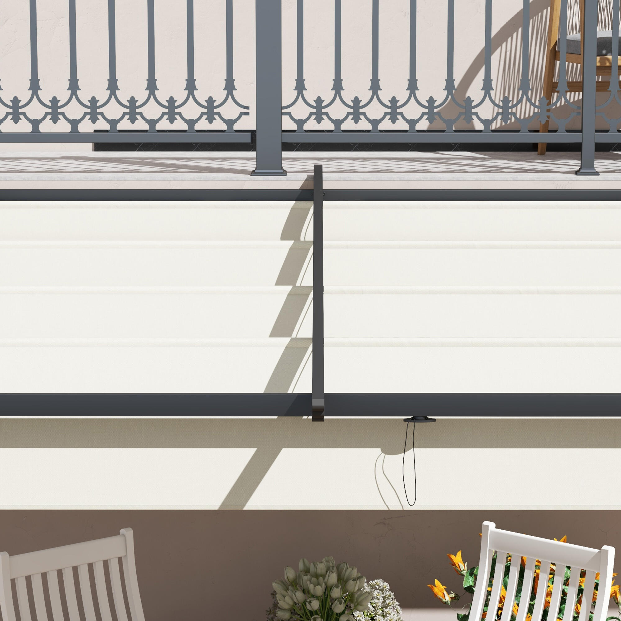 Pérgola Outsunny 297x297x230 cm Crema 4/7