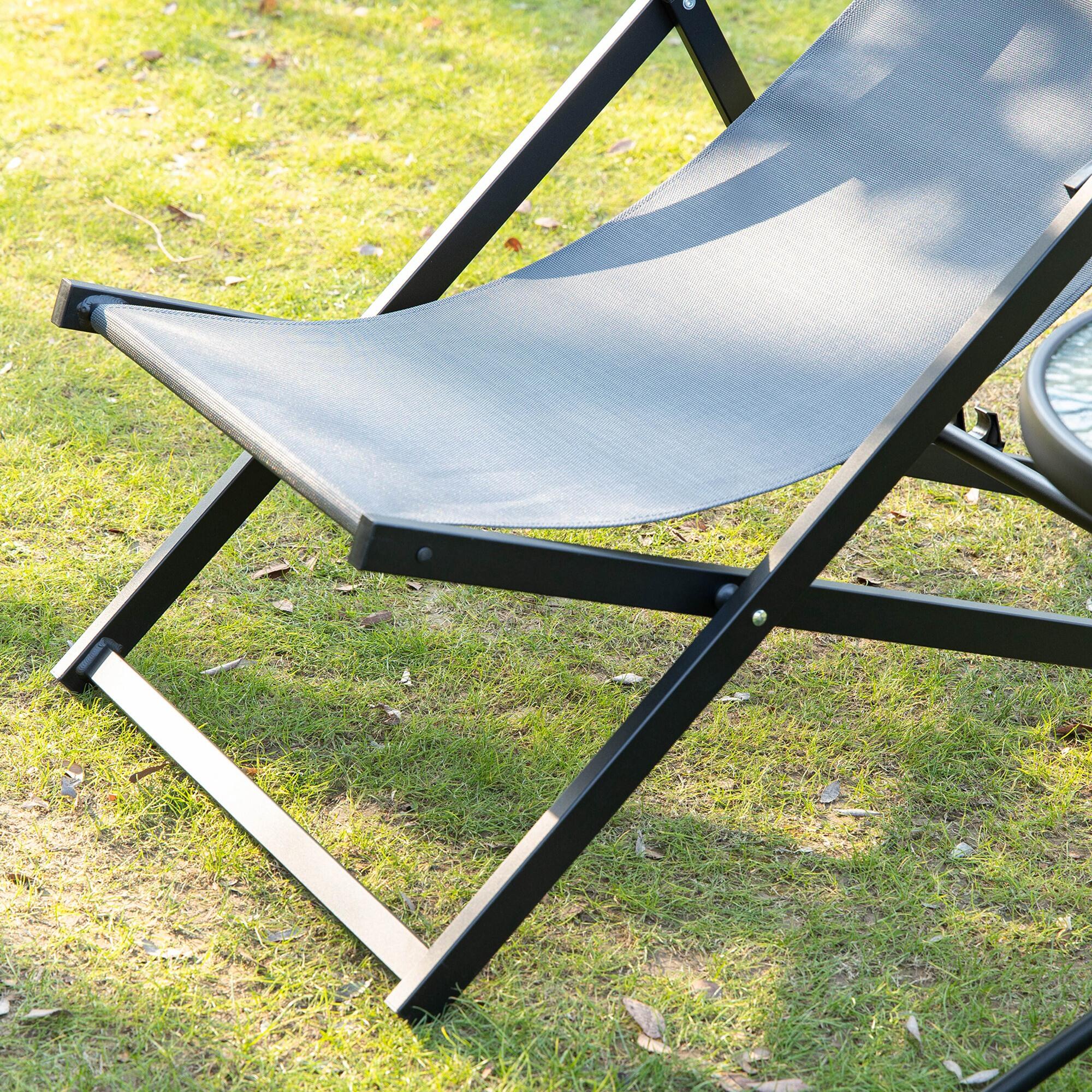 Conjunto de 2 tumbonas Outsunny gris oscuro 58x96,5x91,5 cm 6/8