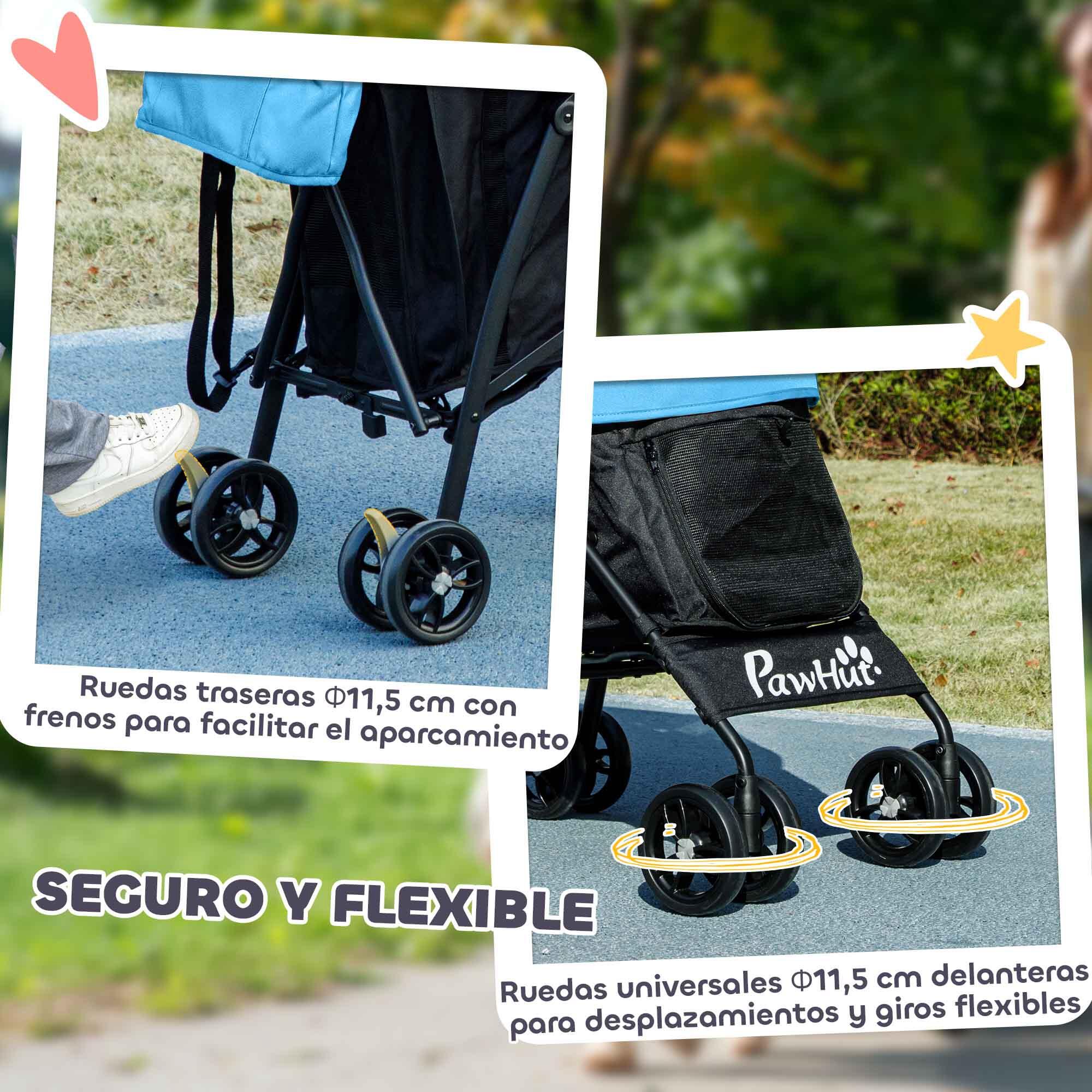 Cochecito para Perros PawHut 76x44x103 cm Azul 6/7