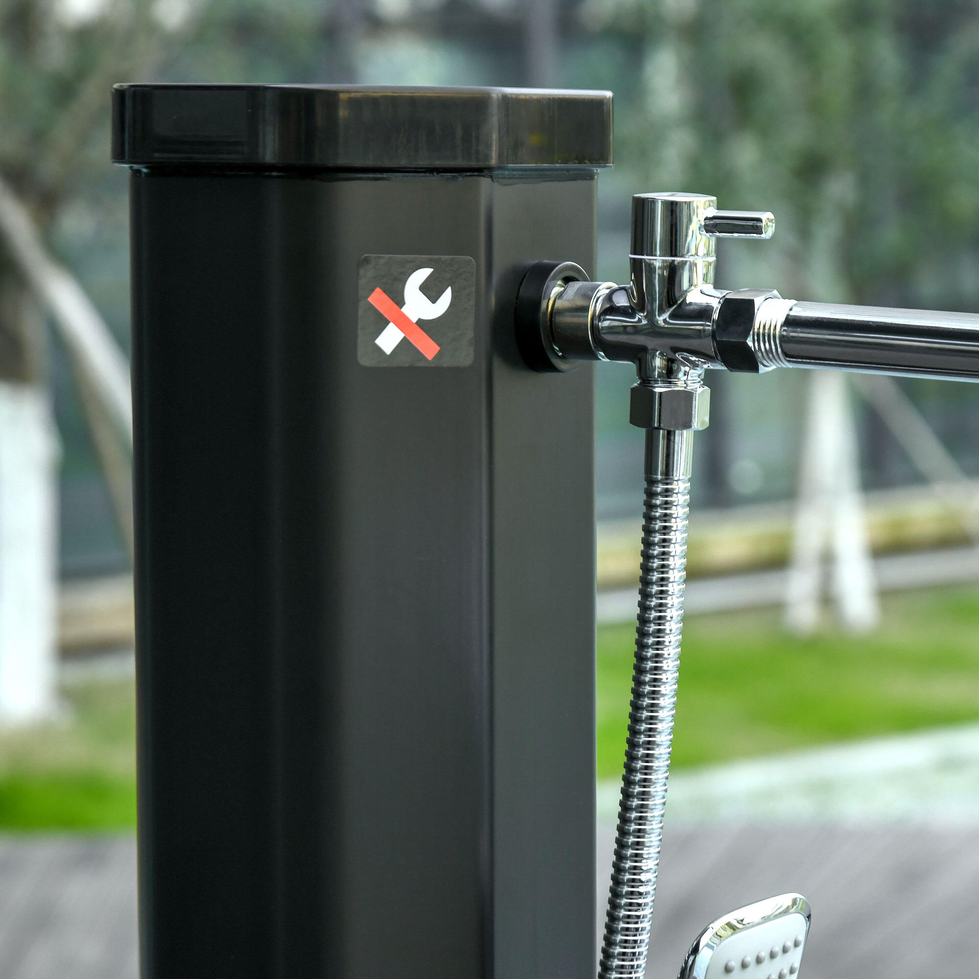 Duche solar exterior preto Outsunny 4/7