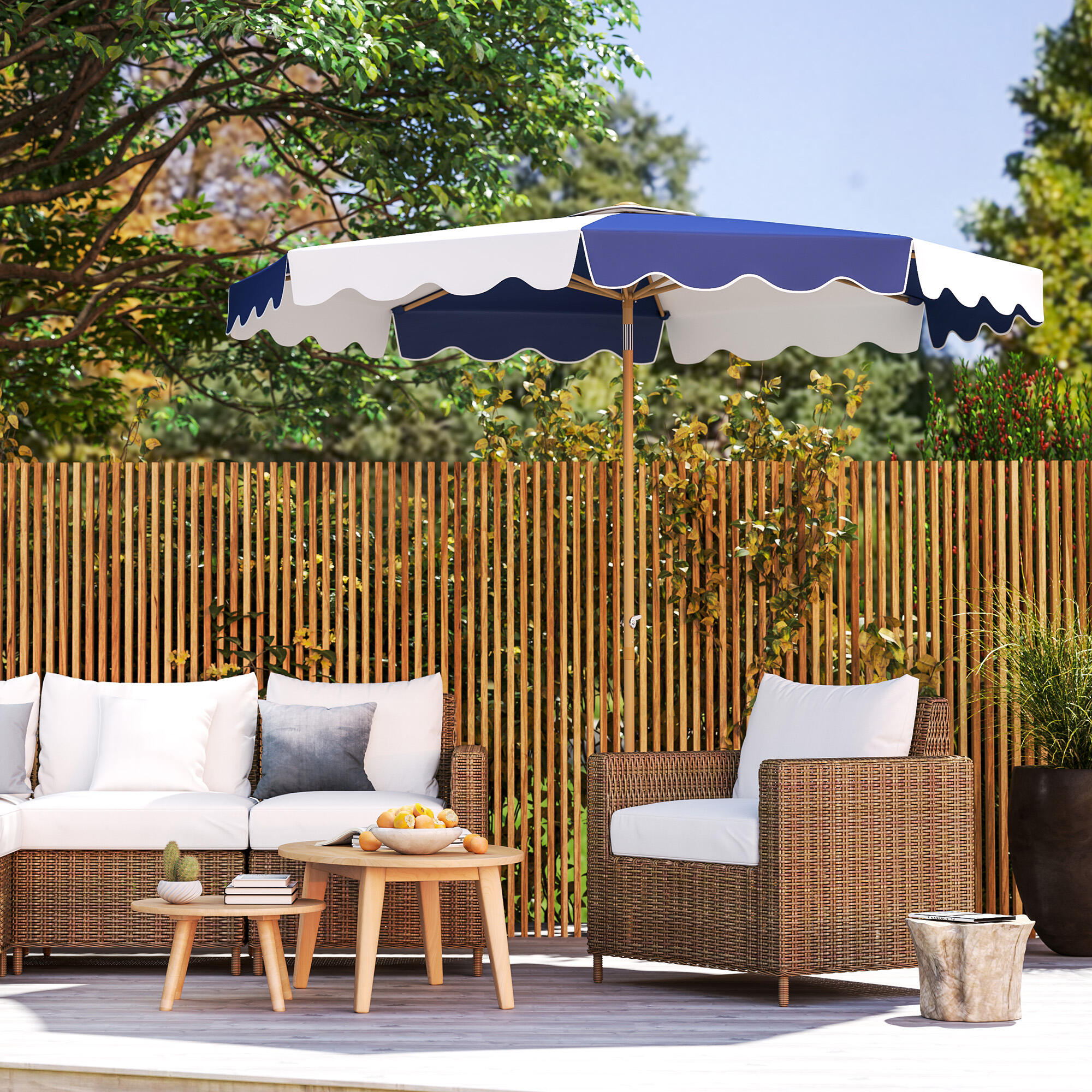 Sombrilla Outsunny 2.67x2.67x2.38 m Azul y Blanco 5/7