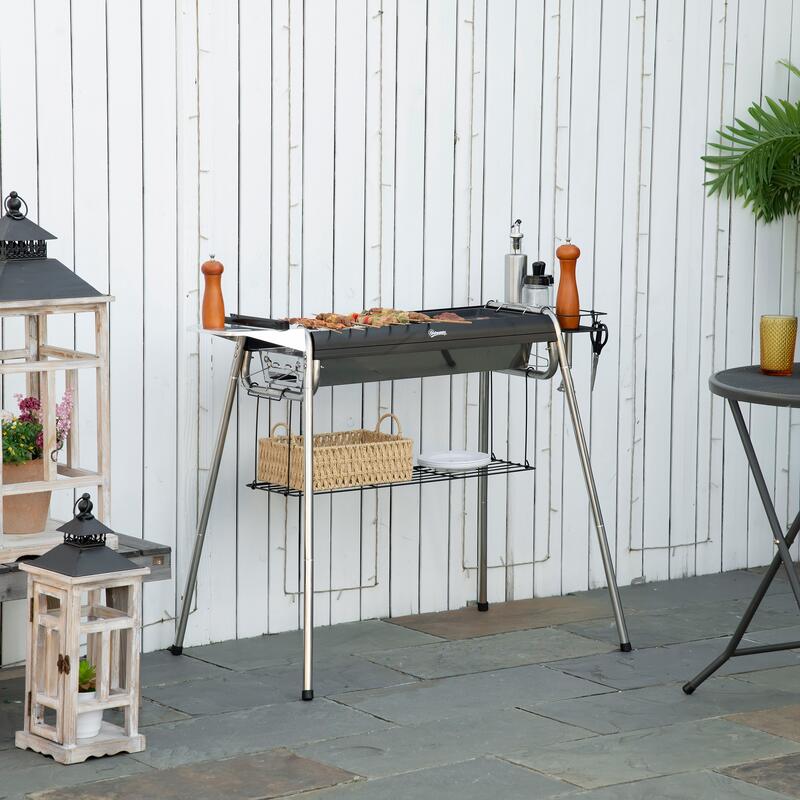 Barbecue a carvão 96x61x72 cm preto Outsunny