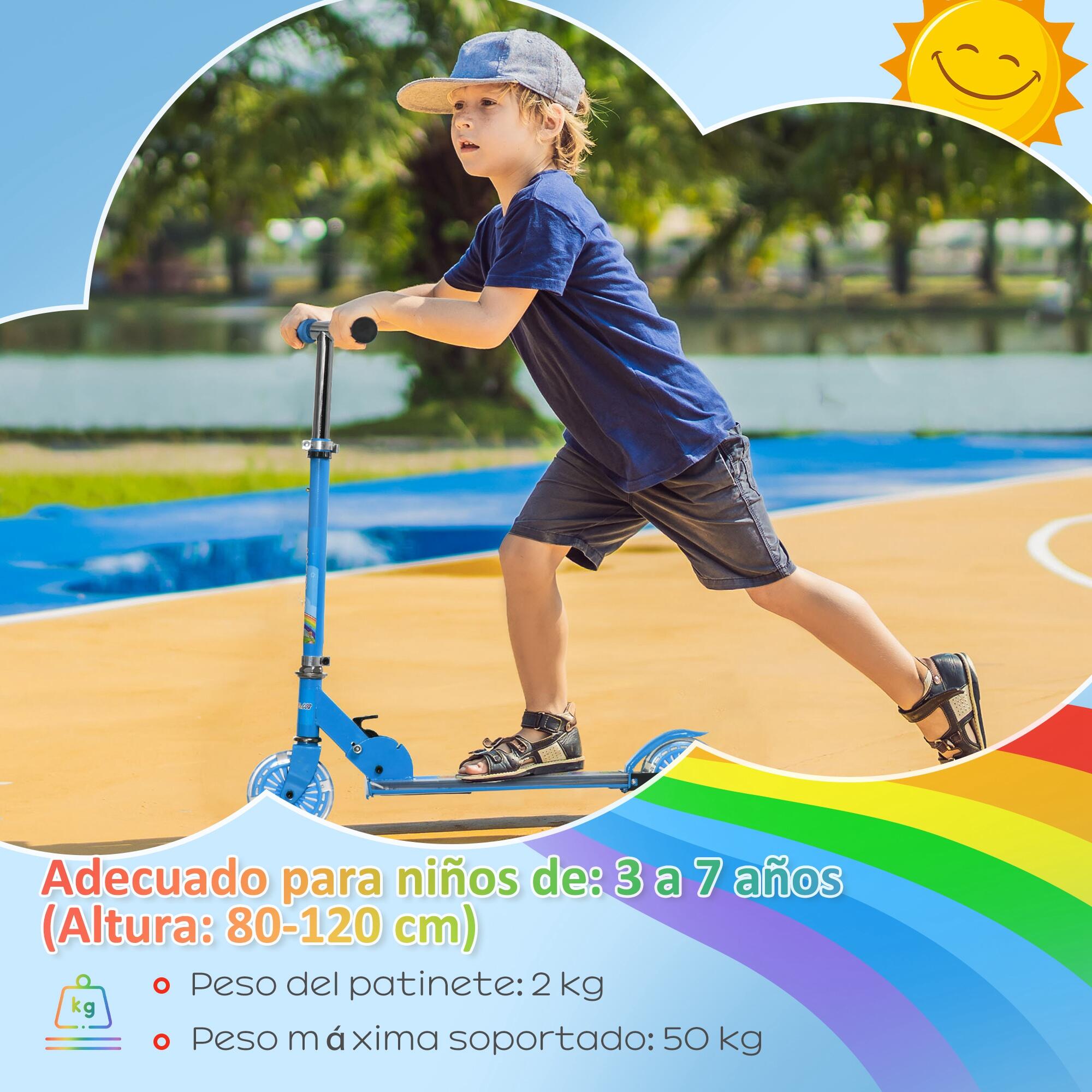 Trotinete para Crianças HOMCOM 67x32x65-78 cm Azul 7/7