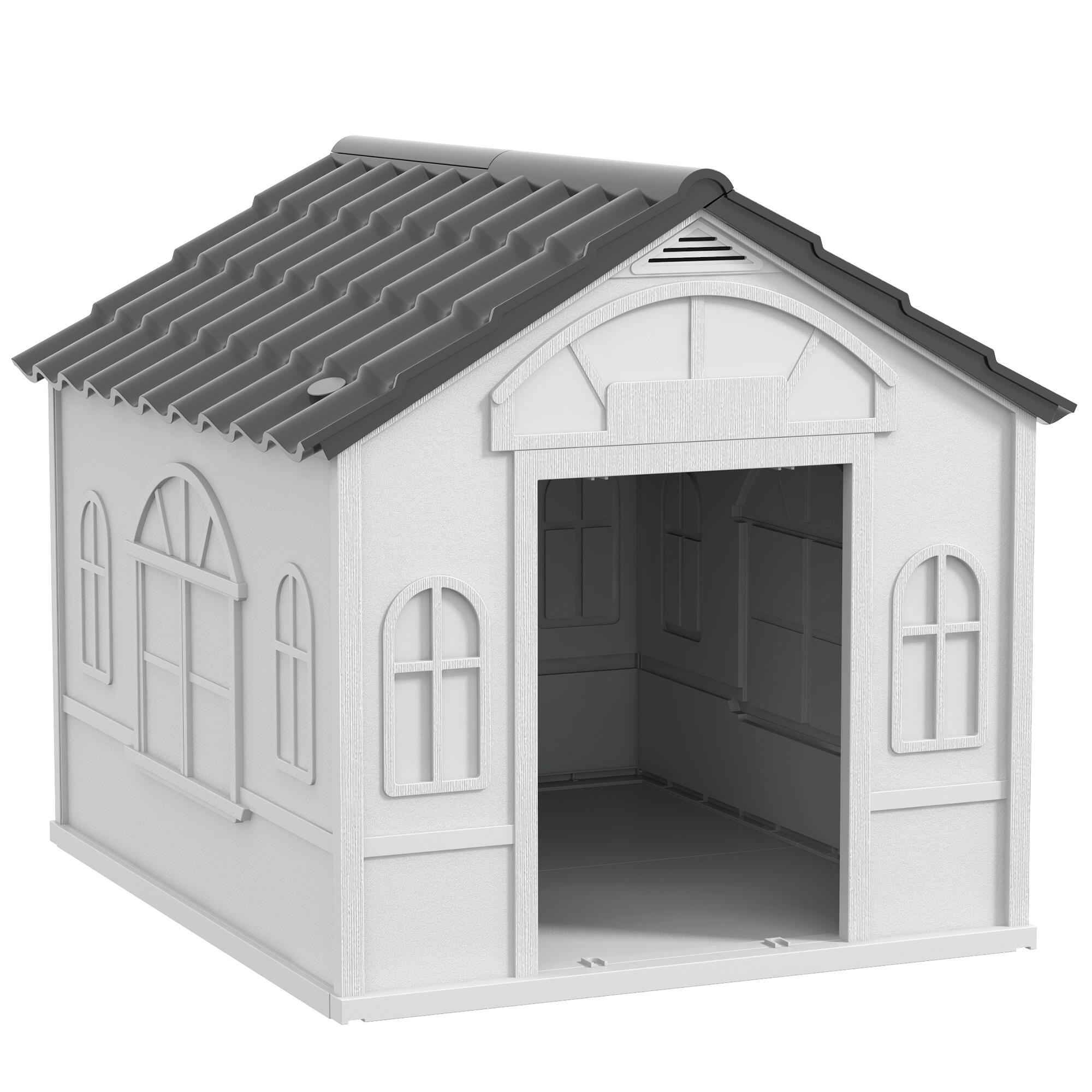 PAWHUT Casa para cães 65x75,7x63 cm cinza e branco PawHut