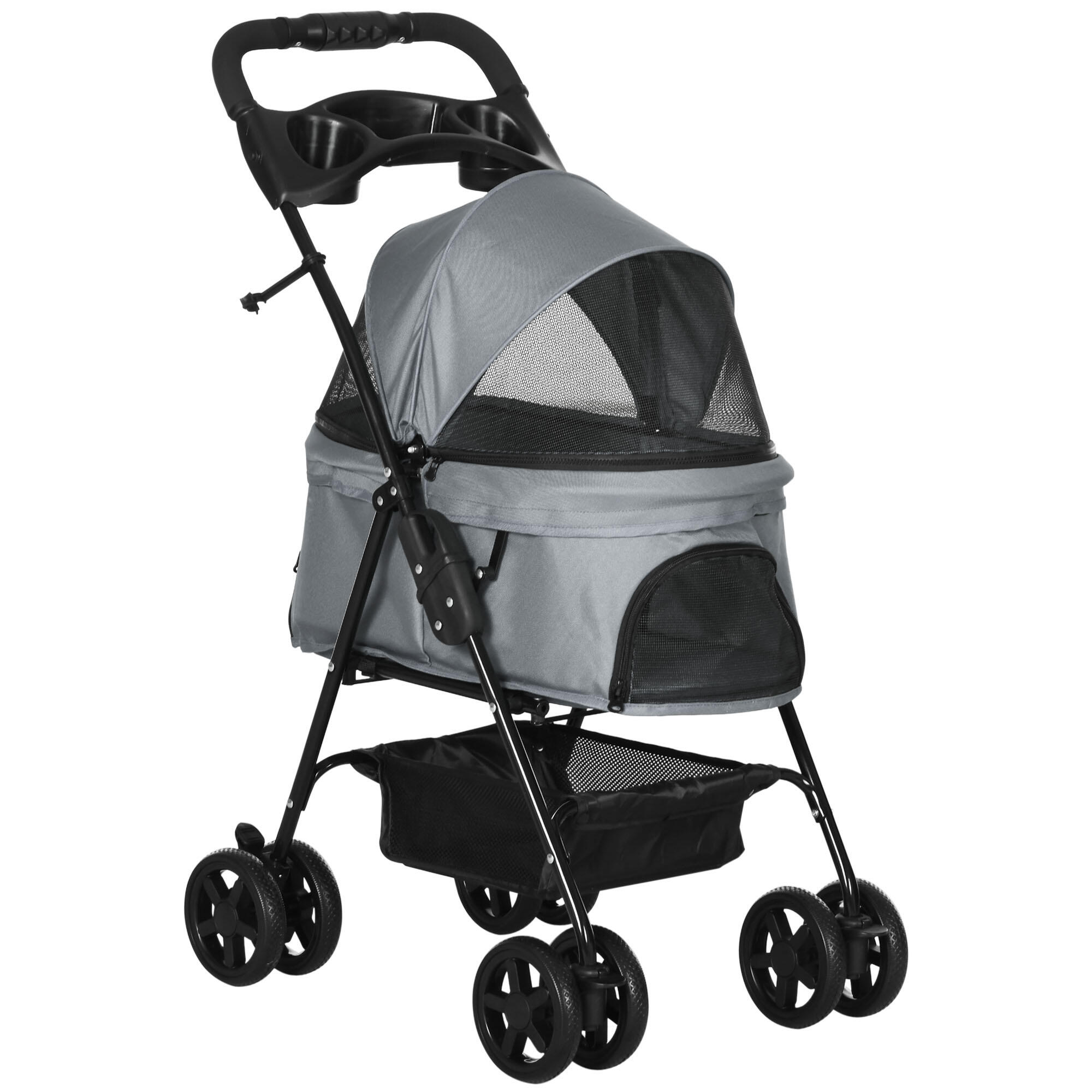 PAWHUT carrinho de animal de estimação PawHut 67x45x96 cm Cinza