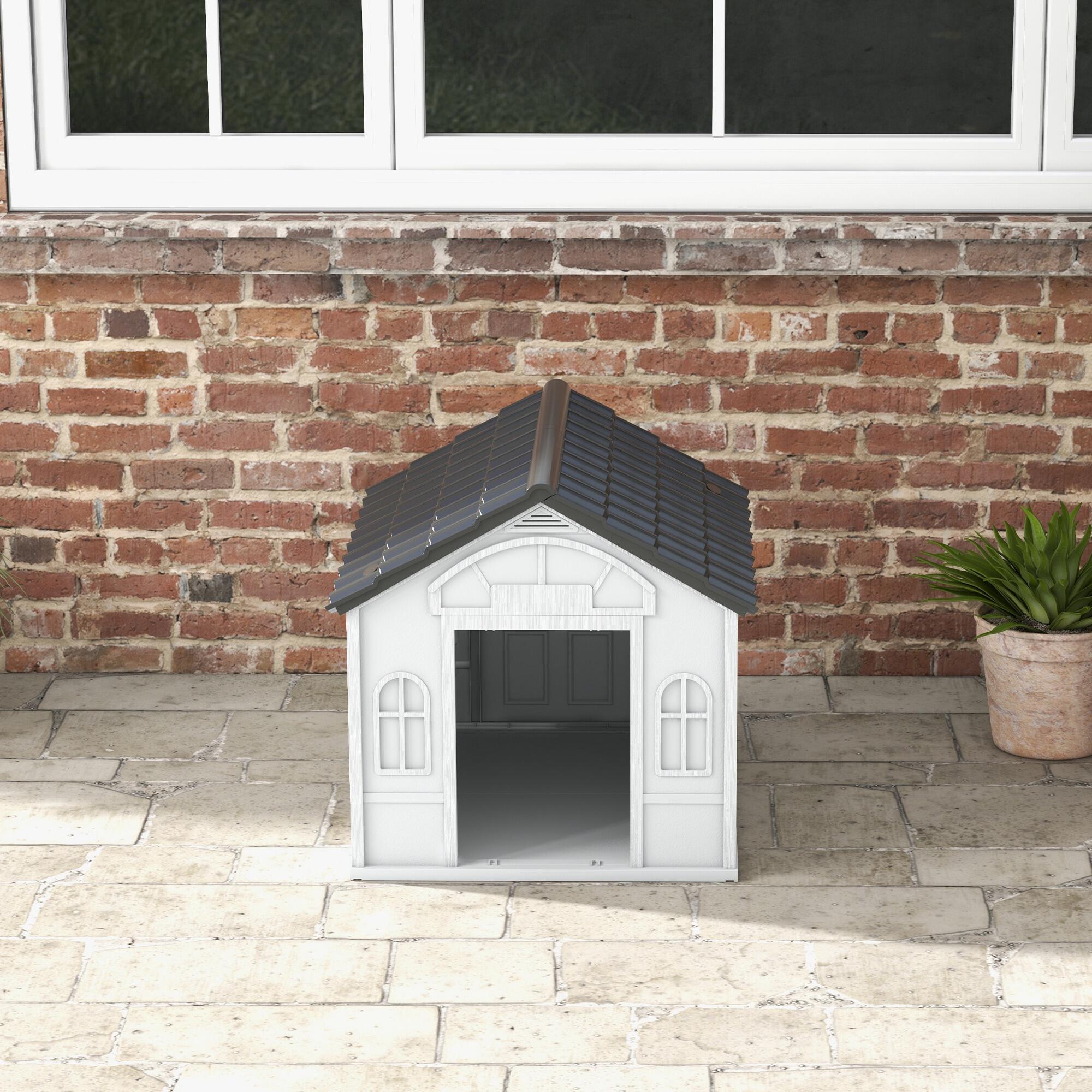 Casa para cães 65x75,7x63 cm cinza e branco PawHut 4/7