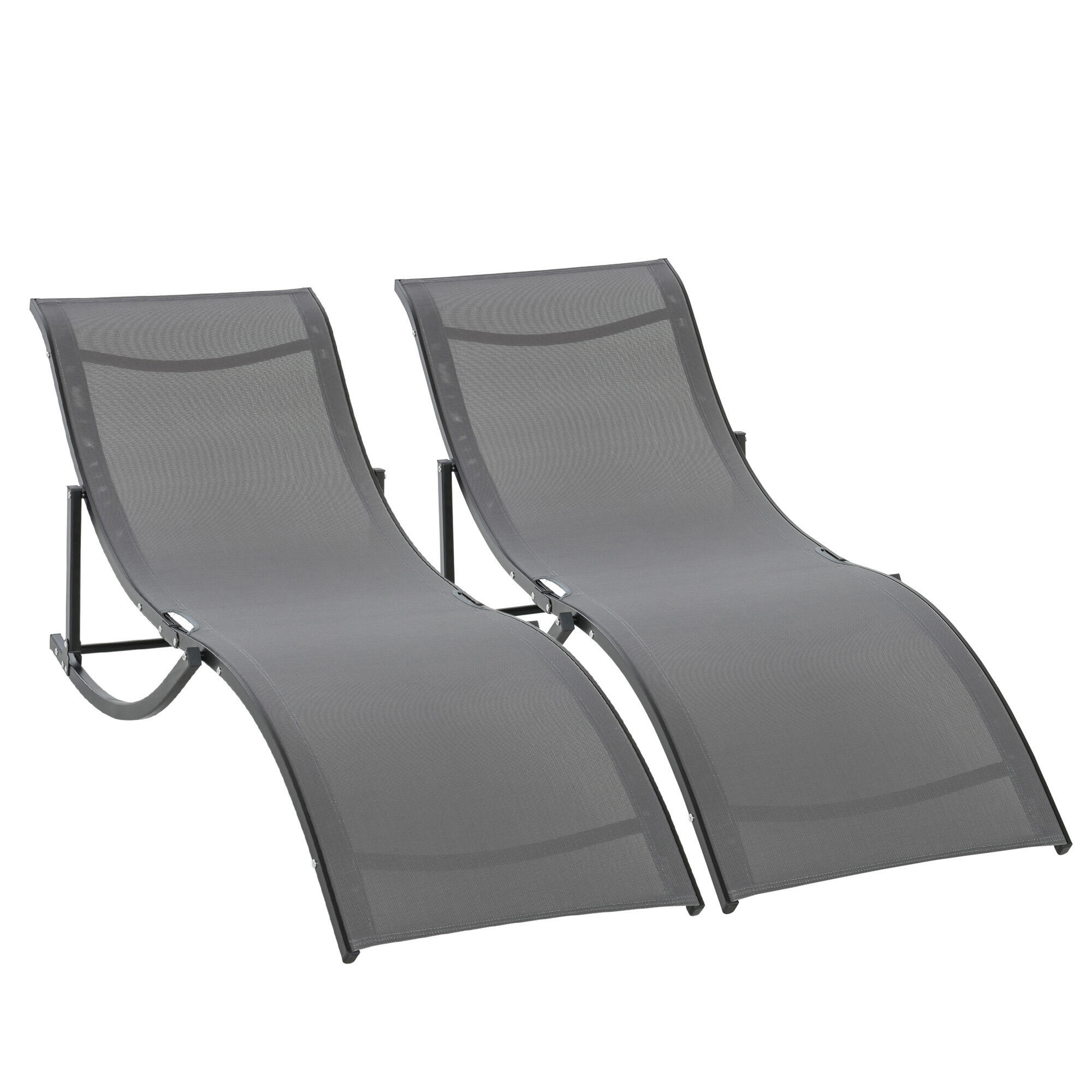 Set de 2 Tumbonas Plegables Outsunny 165x61x63 cm Gris Oscuro 5/6
