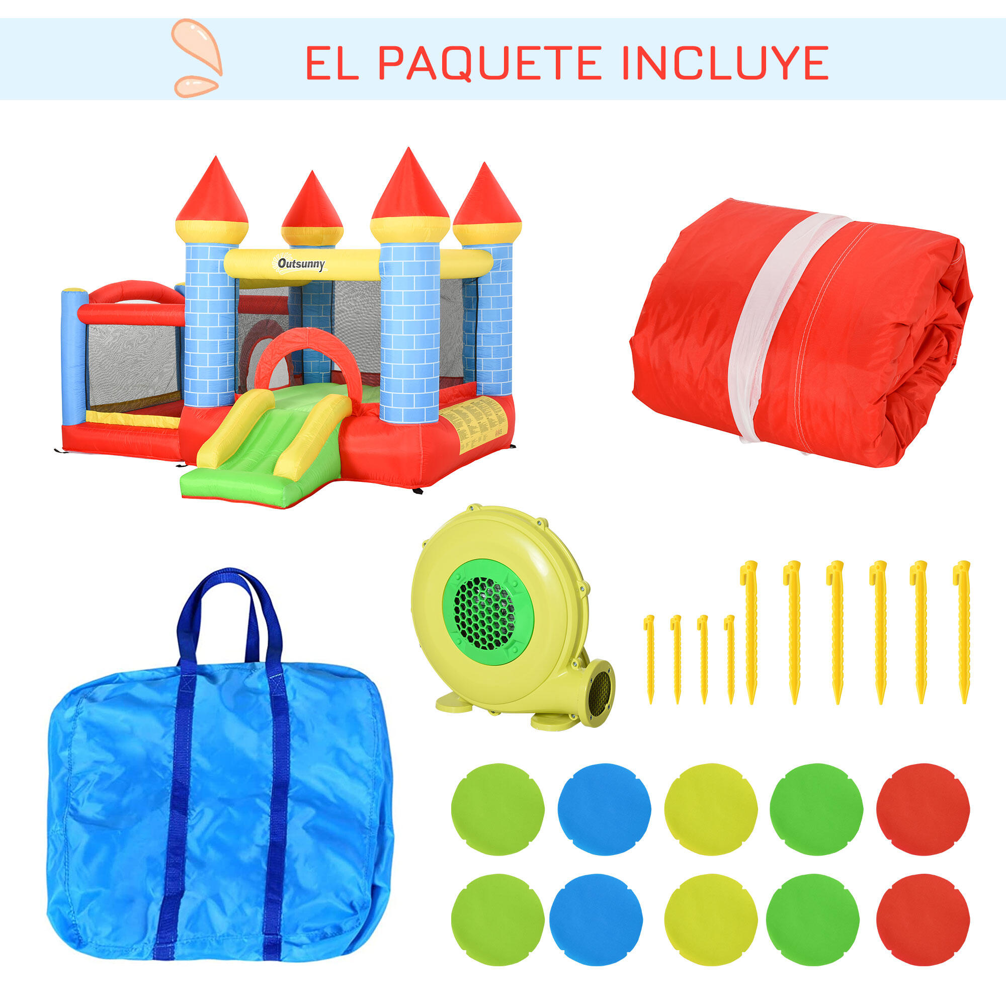 Castillo Inflable Infantil Outsunny 280x260x210 cm Multicolor 6/8