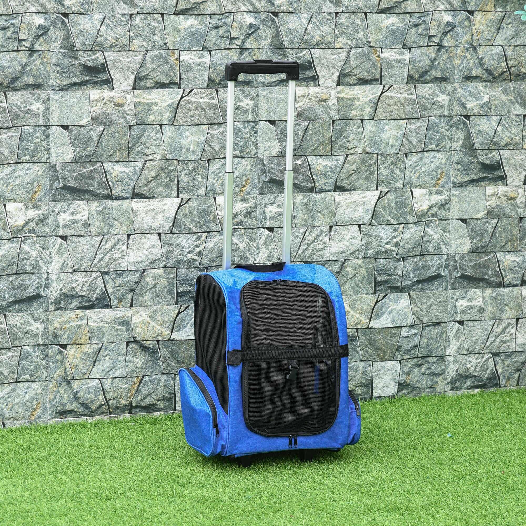 Transportadora Carrinho para Animais de Estimação 42x25x55cm Azul PawHut 2/7
