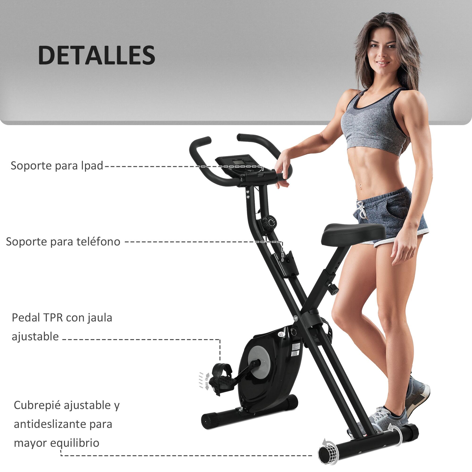 Bicicleta Estática Plegable HOMCOM 43x85x109 cm Negro 4/7