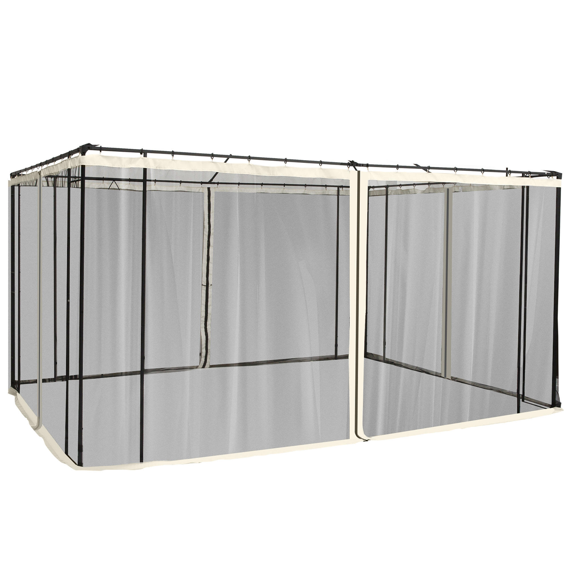 4 Painéis de Rede Mosquiteira para Tenda 335x207 cm Preto Outsunny