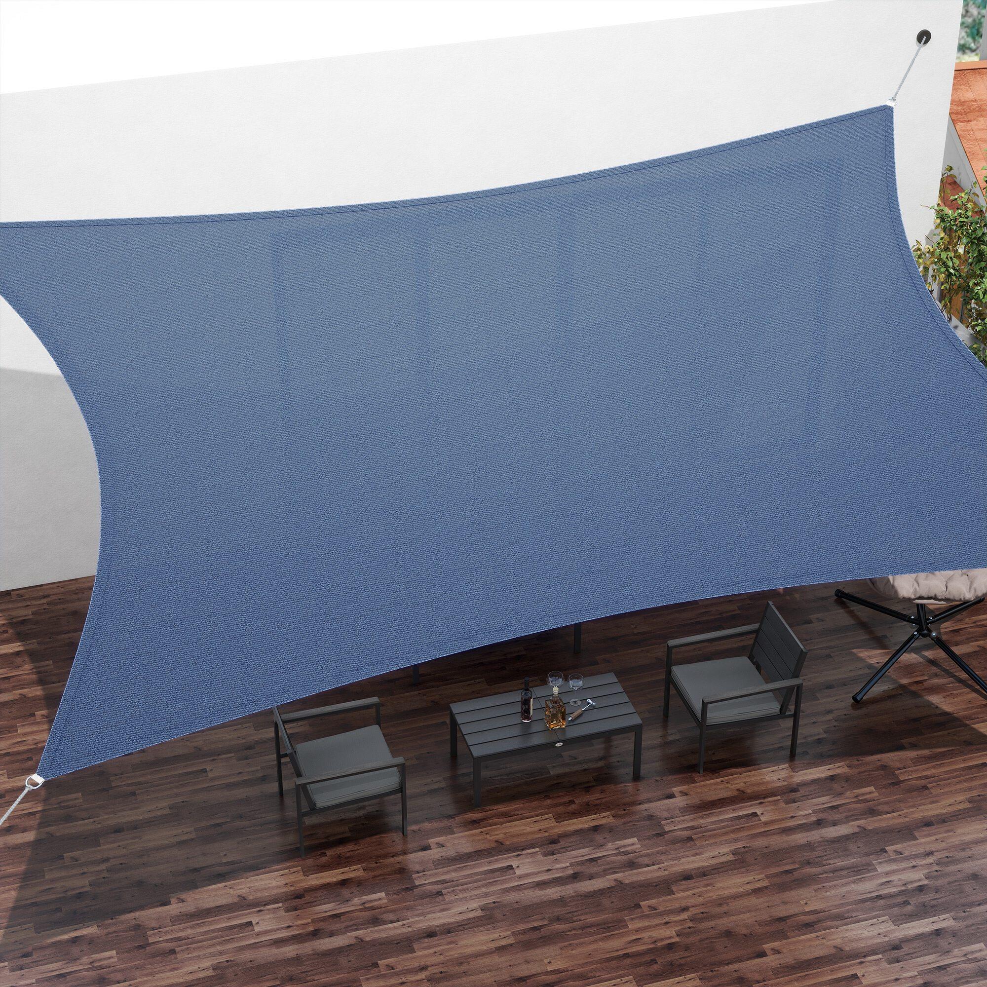 Vela de sombra retangular 400x600 cm azul Outsunny 5/7