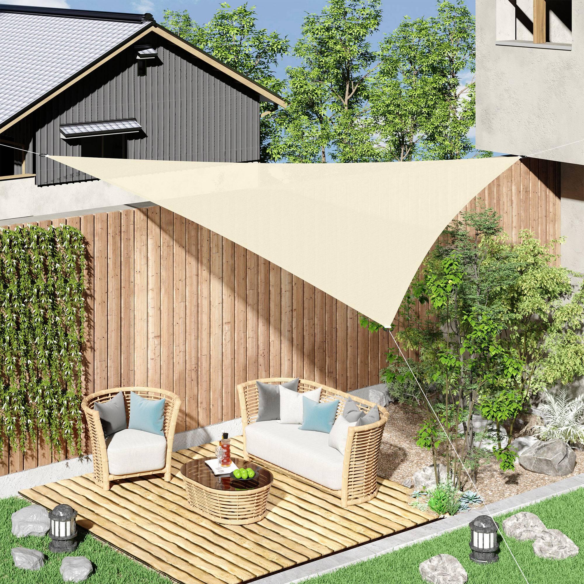 Toldo Vela Triangular Outsunny 500x500x500 cm Crema 2/7