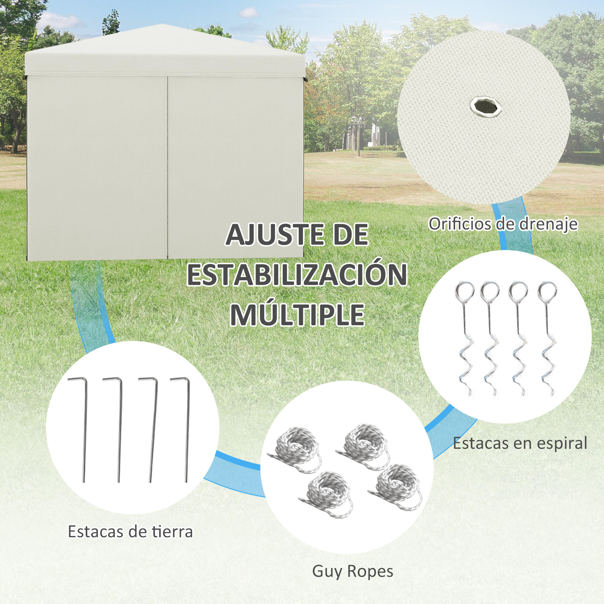 Carpa Plegable Outsunny 300x300x280 cm Blanco 4/7