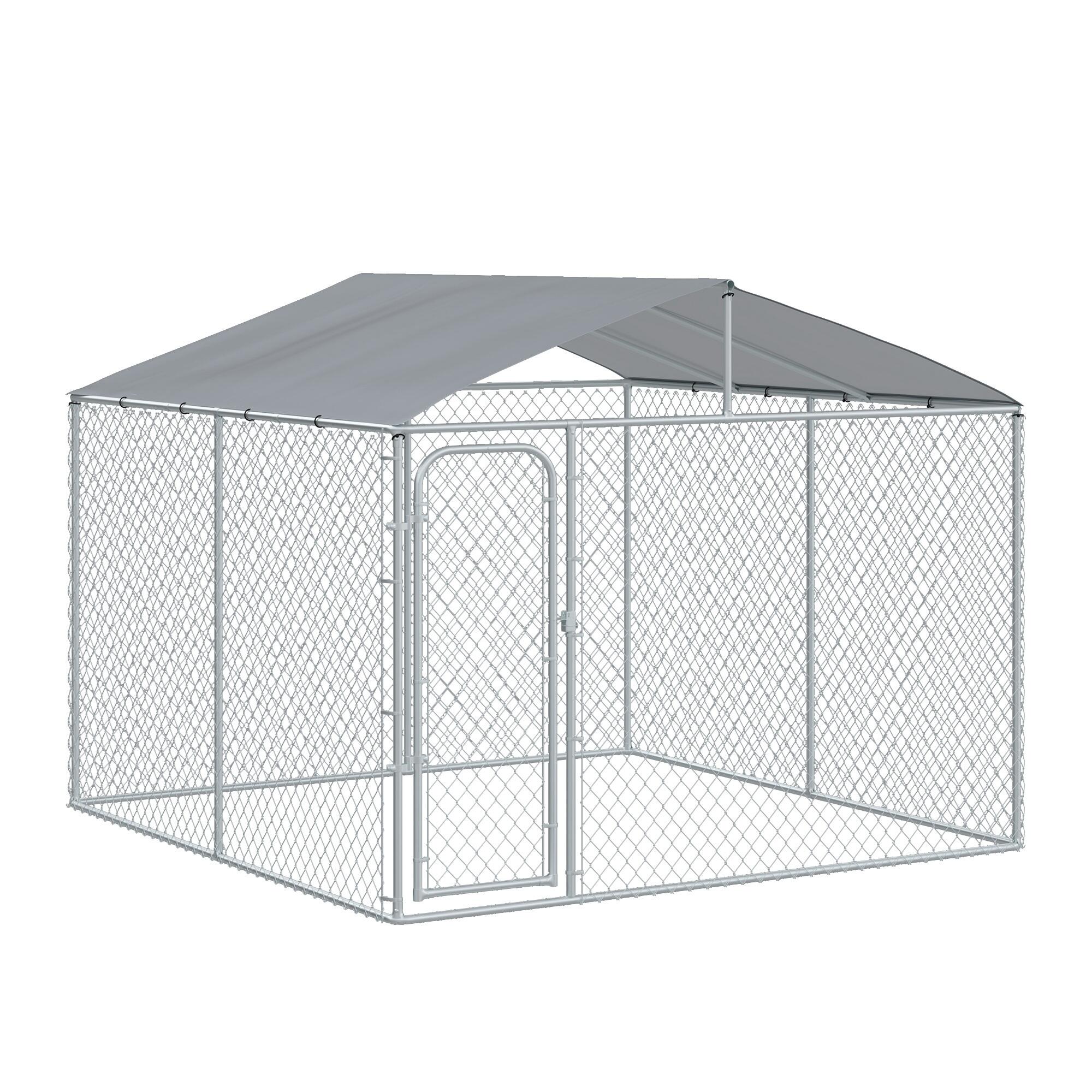 Canil de exterior 300x300x234 cm prata pawhut