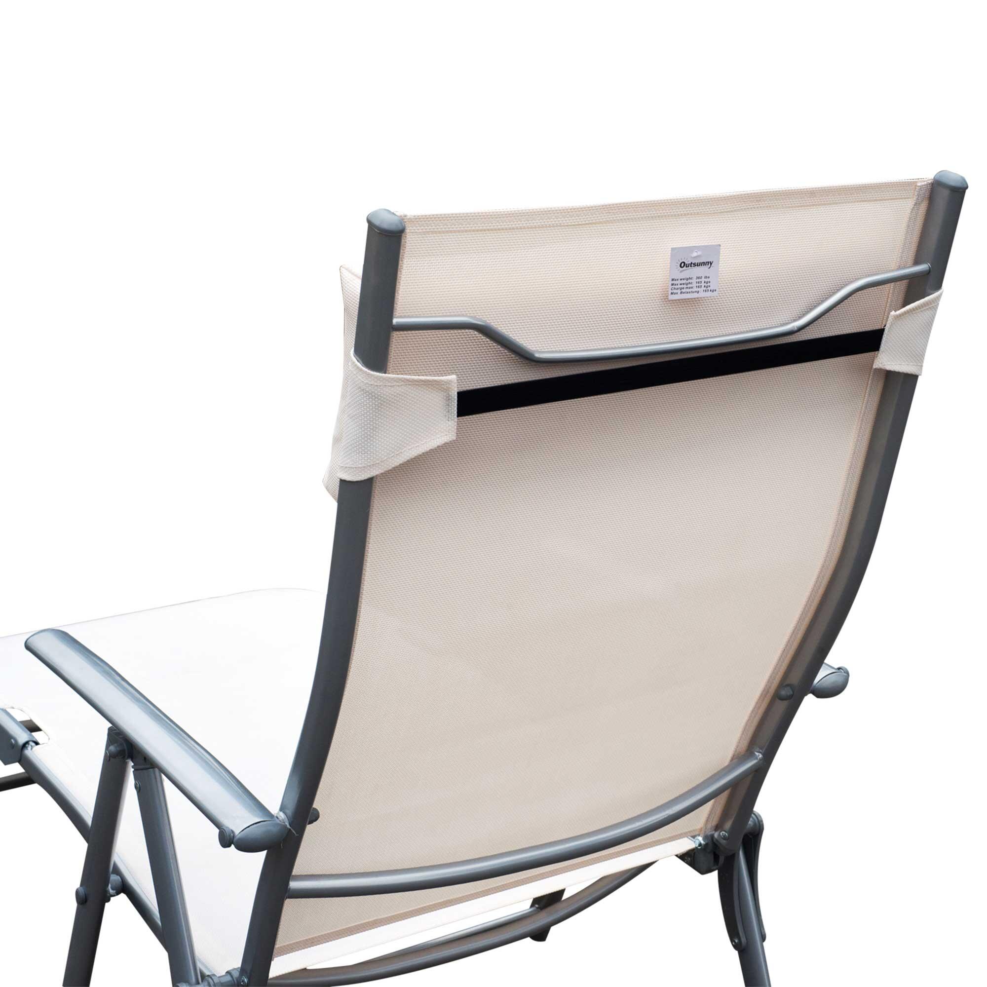 Tumbona Plegable Outsunny 137x63,5x100,5 cm Beige 5/7