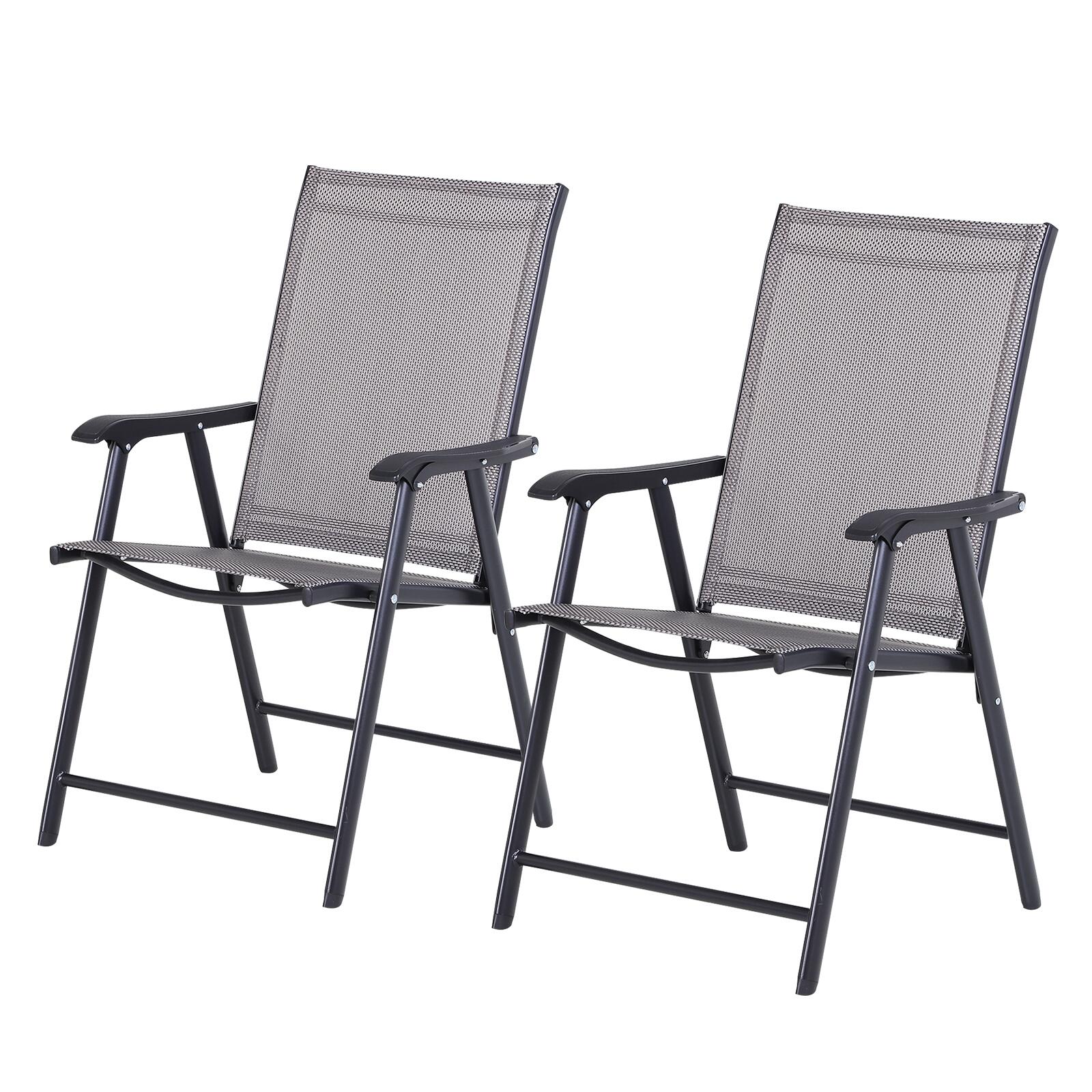 Outsunny Conjunto de 2 Cadeiras Dobráveis para Campismo 58x64x94 cm Cinza