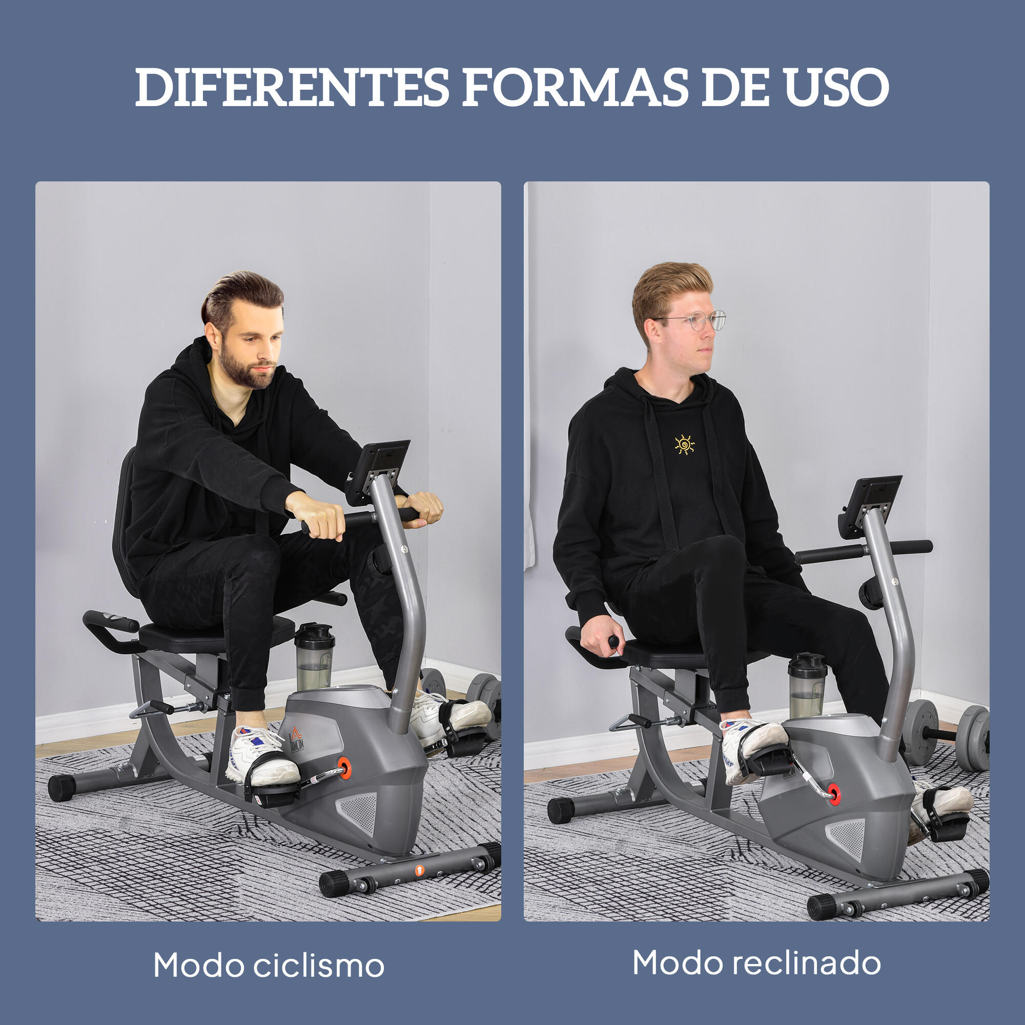 Bicicleta Ergométrica 121,5-136x62,5x98 cm Cinzenta HOMCOM 7/8