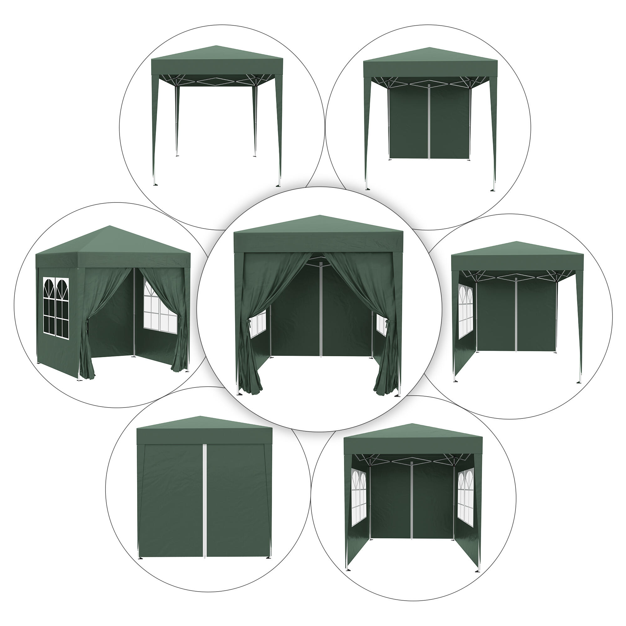 Carpa Plegable Outsunny 200x200x240 cm Verde 5/7