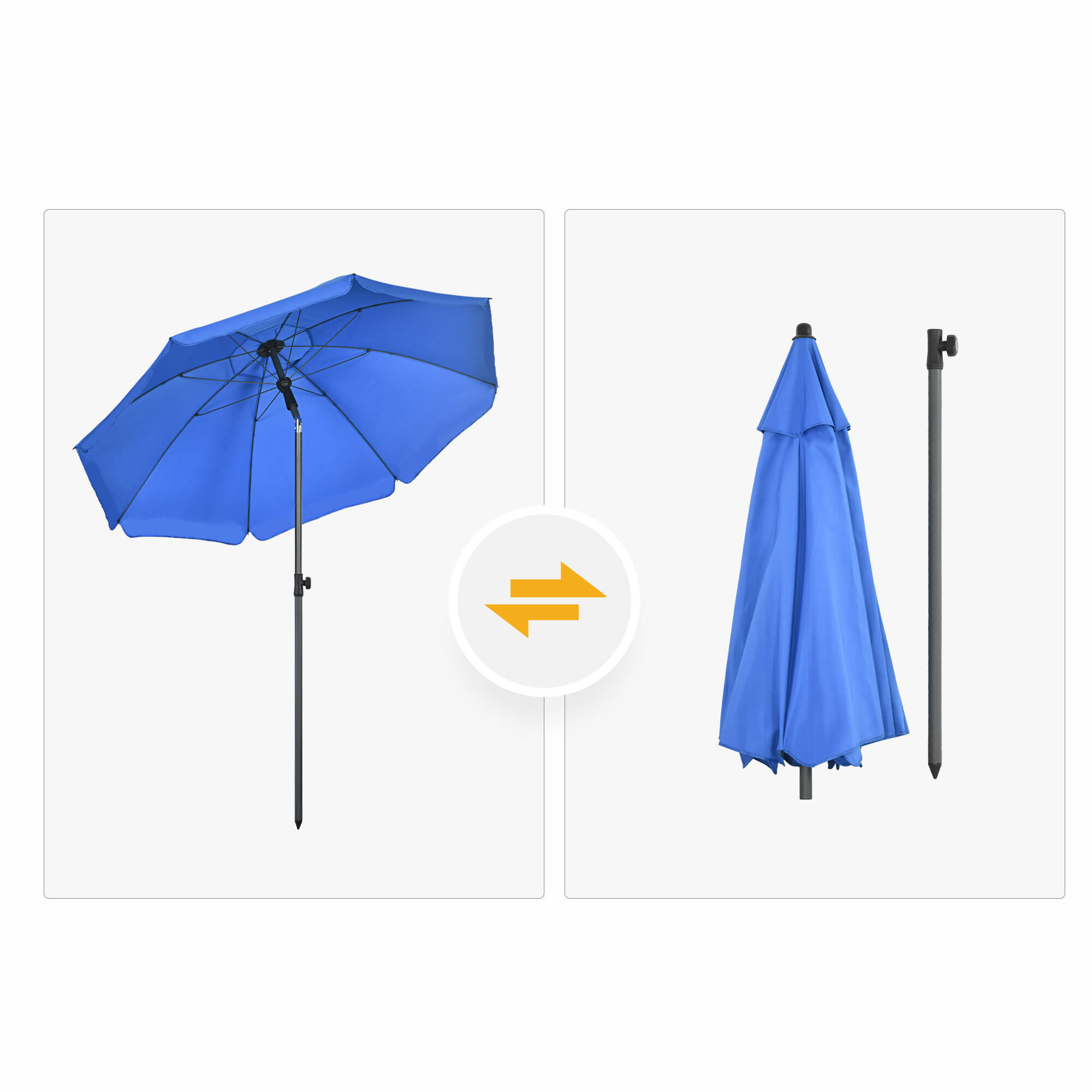 Chapéu de sol praia ø180x209 cm azul Outsunny 4/7