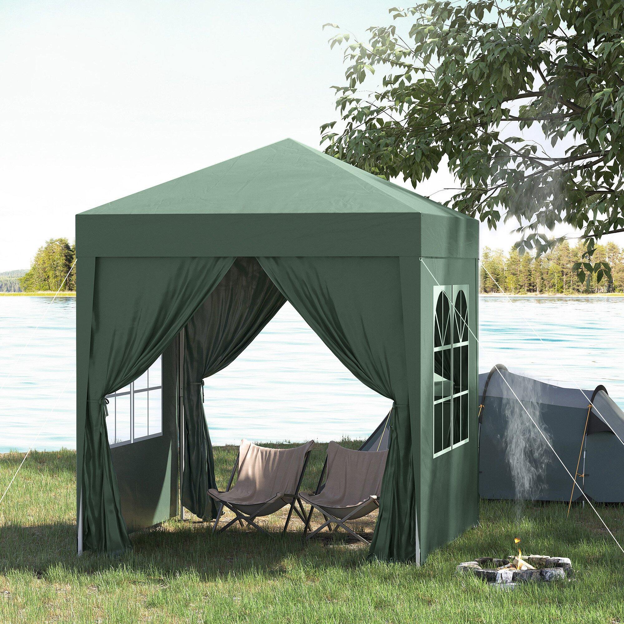 Carpa Plegable Outsunny 200x200x240 cm Verde 2/7