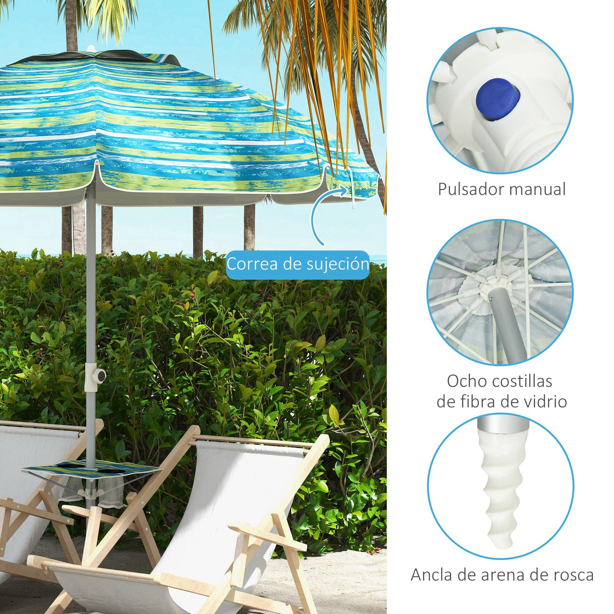 Sombrilla de Playa Outsunny 190x190x215 cm Multicolor 4/7