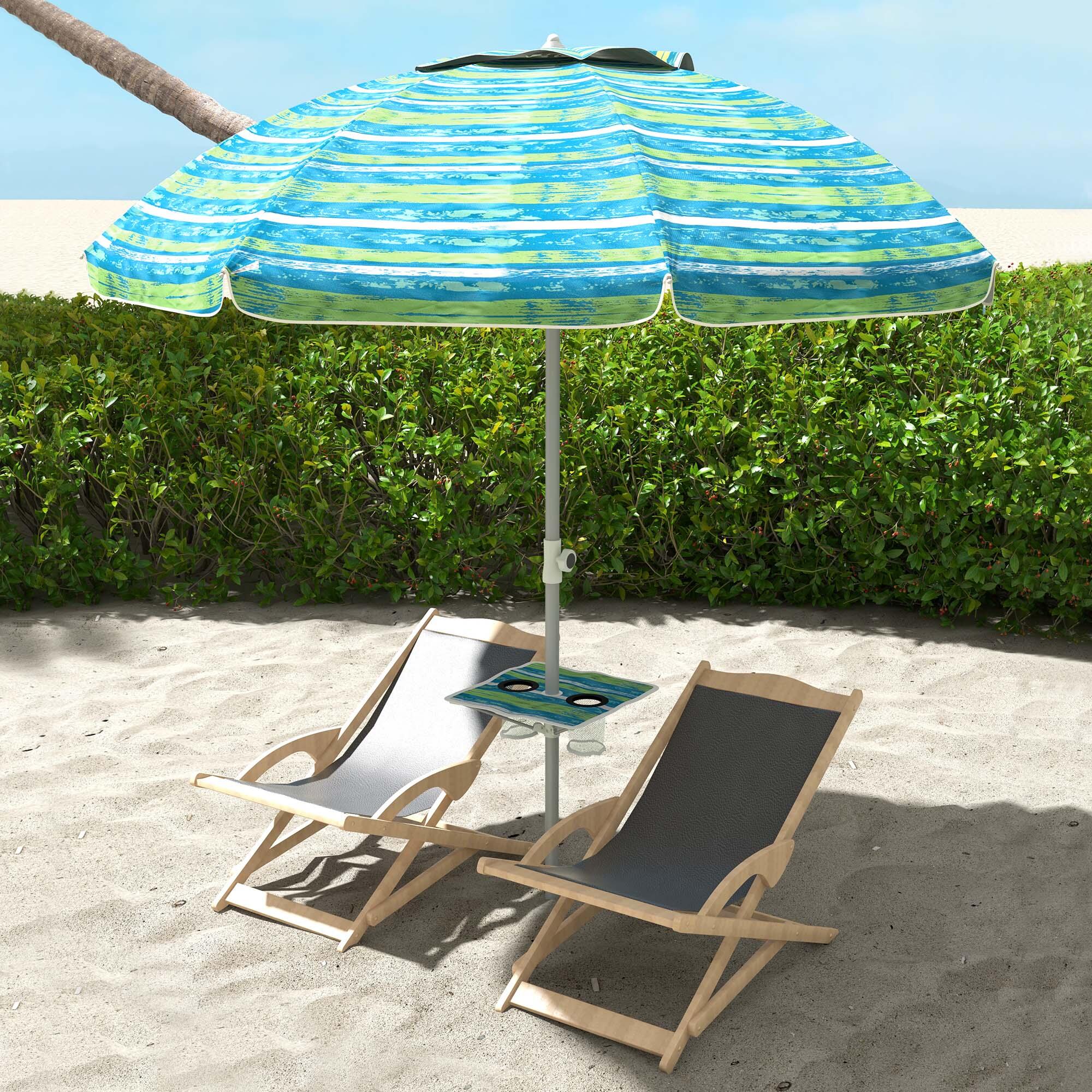 Sombrilla de Playa Outsunny 190x190x215 cm Multicolor 2/7