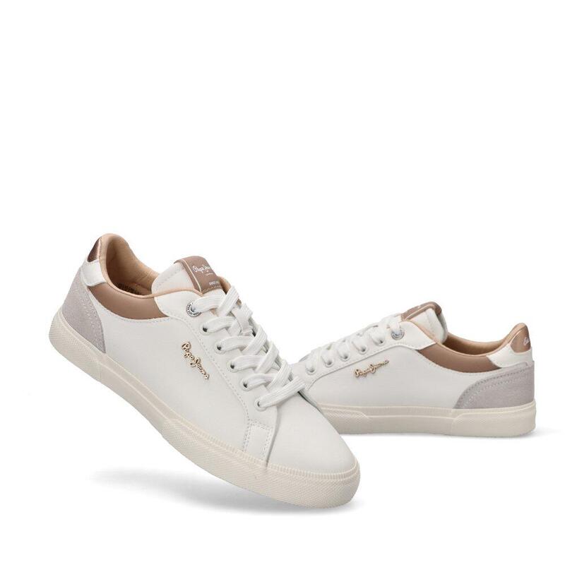 Chaussures pour femmes Pepe jeans Kenton court dorées blanches