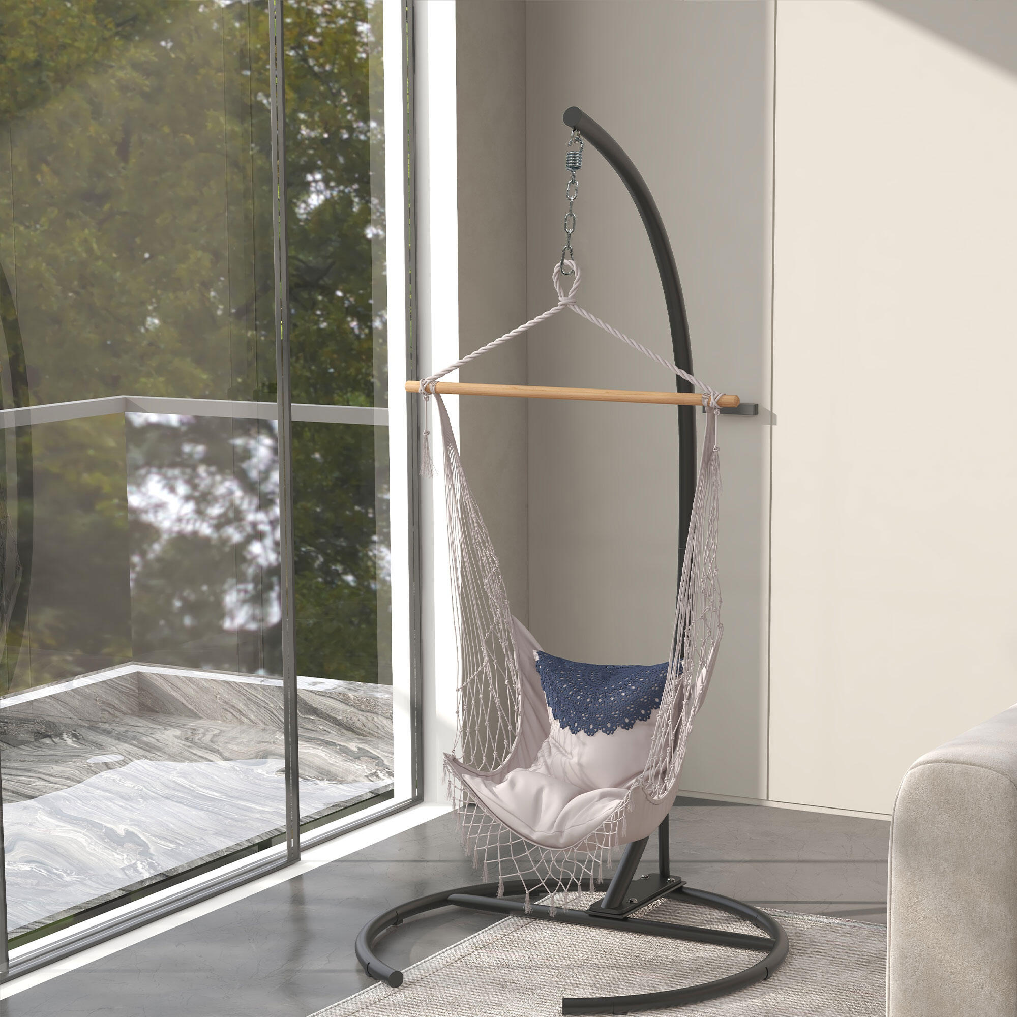 Suporte para cadeira suspensa preto Outsunny 4/7