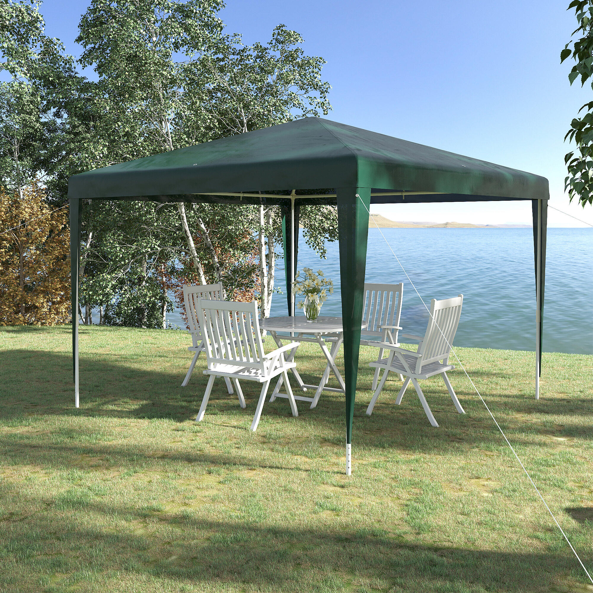 Carpa Evento Deportivo Outsunny 293x293x252 cm Verde 2/7
