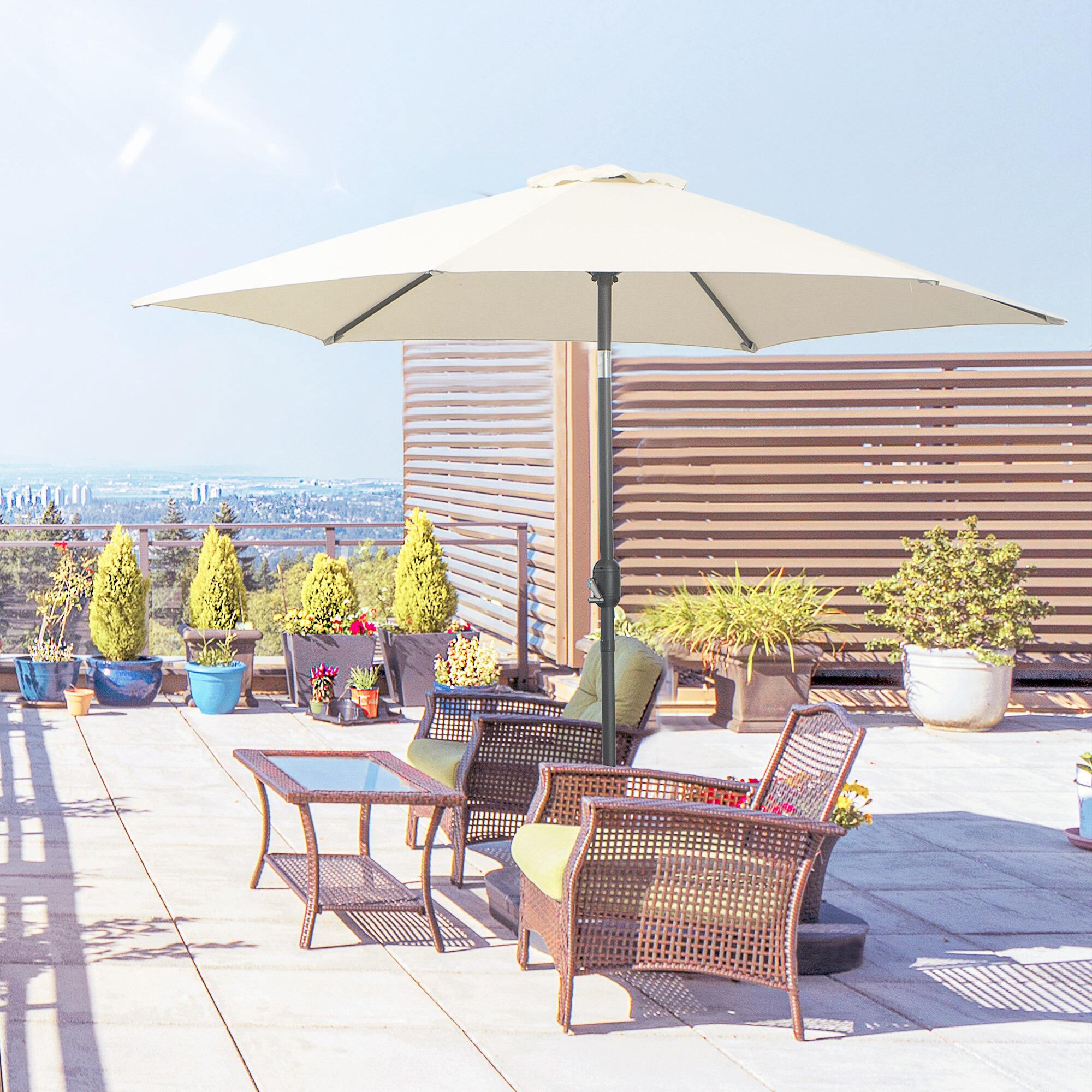 Chapéu de Sol de  270x270x235 cm Creme branco Outsunny 2/7
