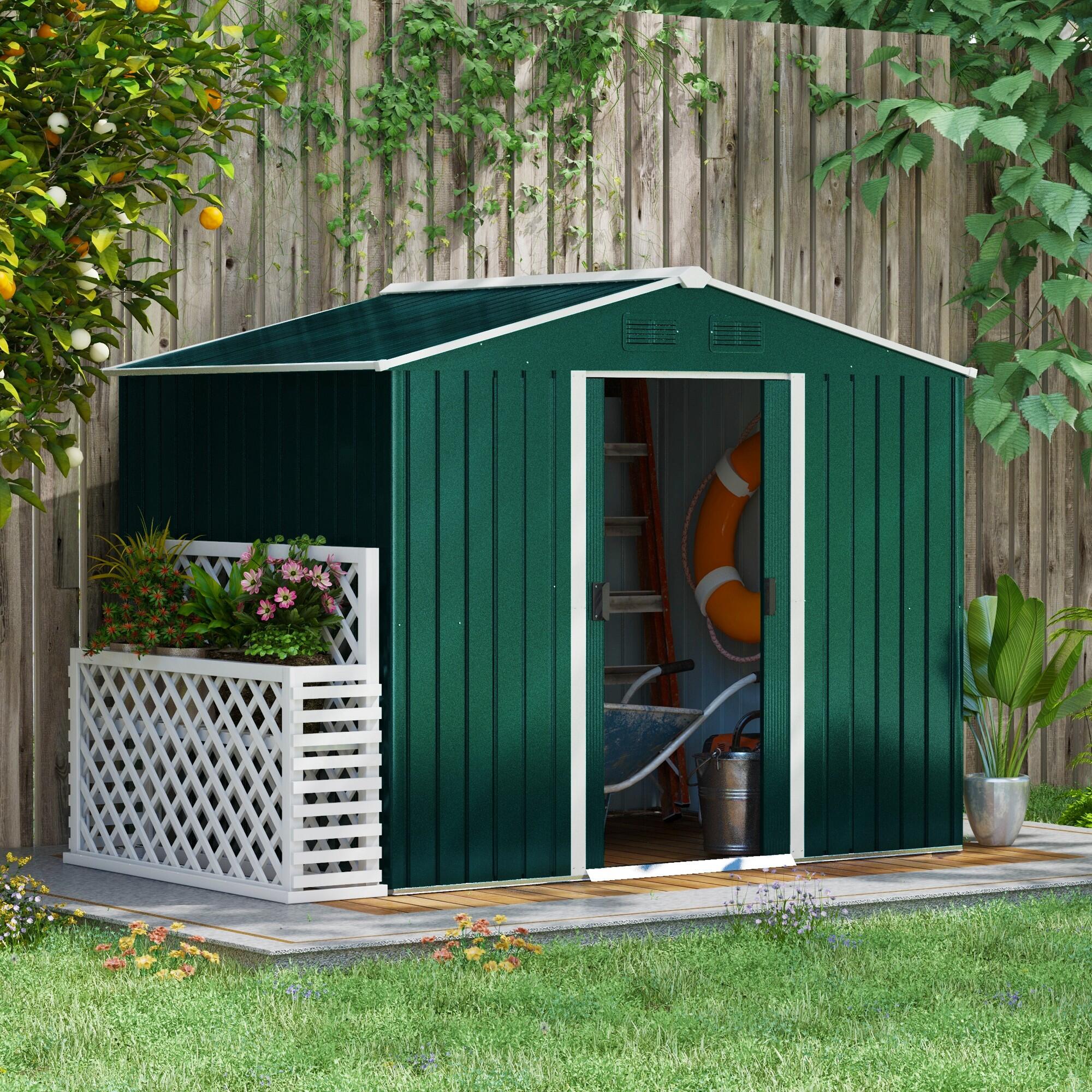 Caseta almacenamiento bicicletas Outsunny 236x174x190 cm Verde 2/7
