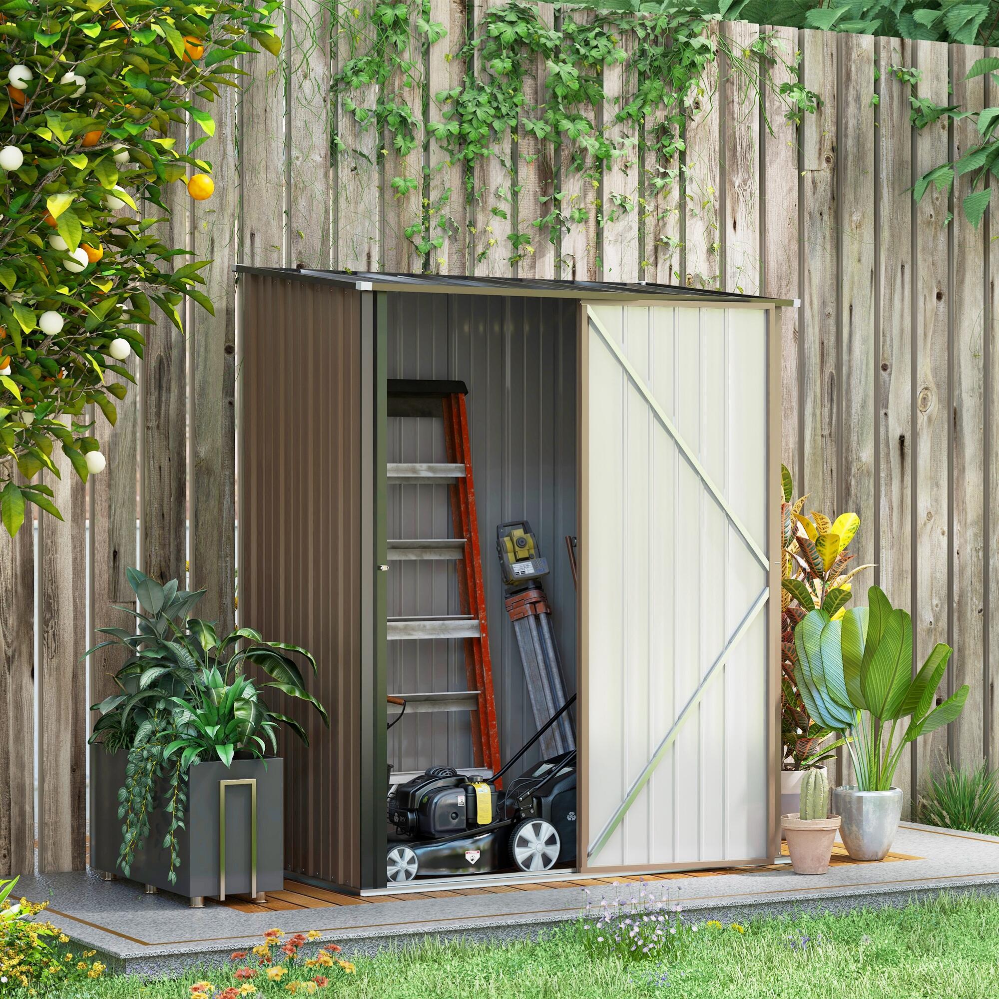 Caseta para Guardado de Bicicletas y Deportivo Outsunny 161.5x94.5x196 cm Marrón 2/7