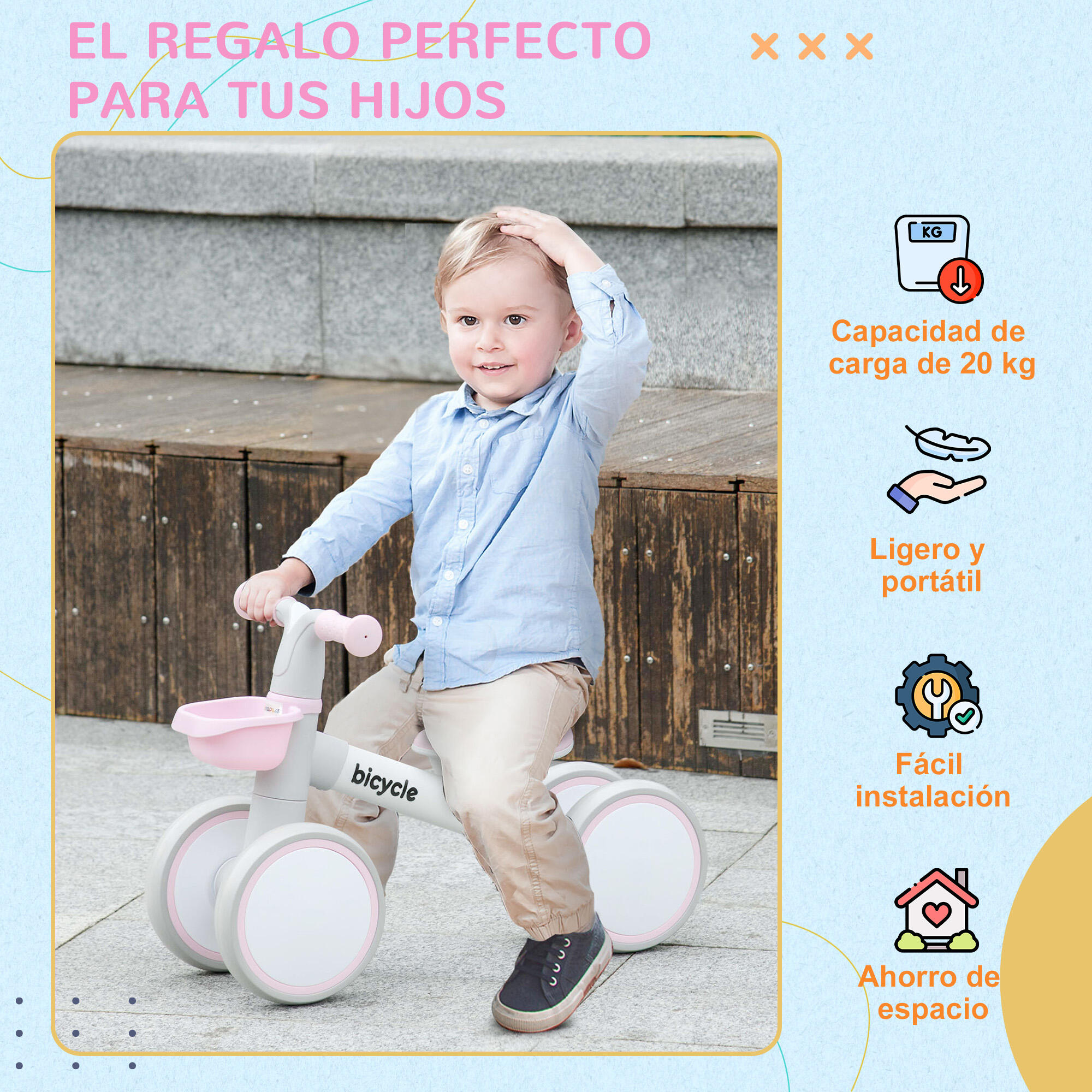 Bicicleta sem pedais 56x27x39 cm rosa AIYAPLAY 6/7