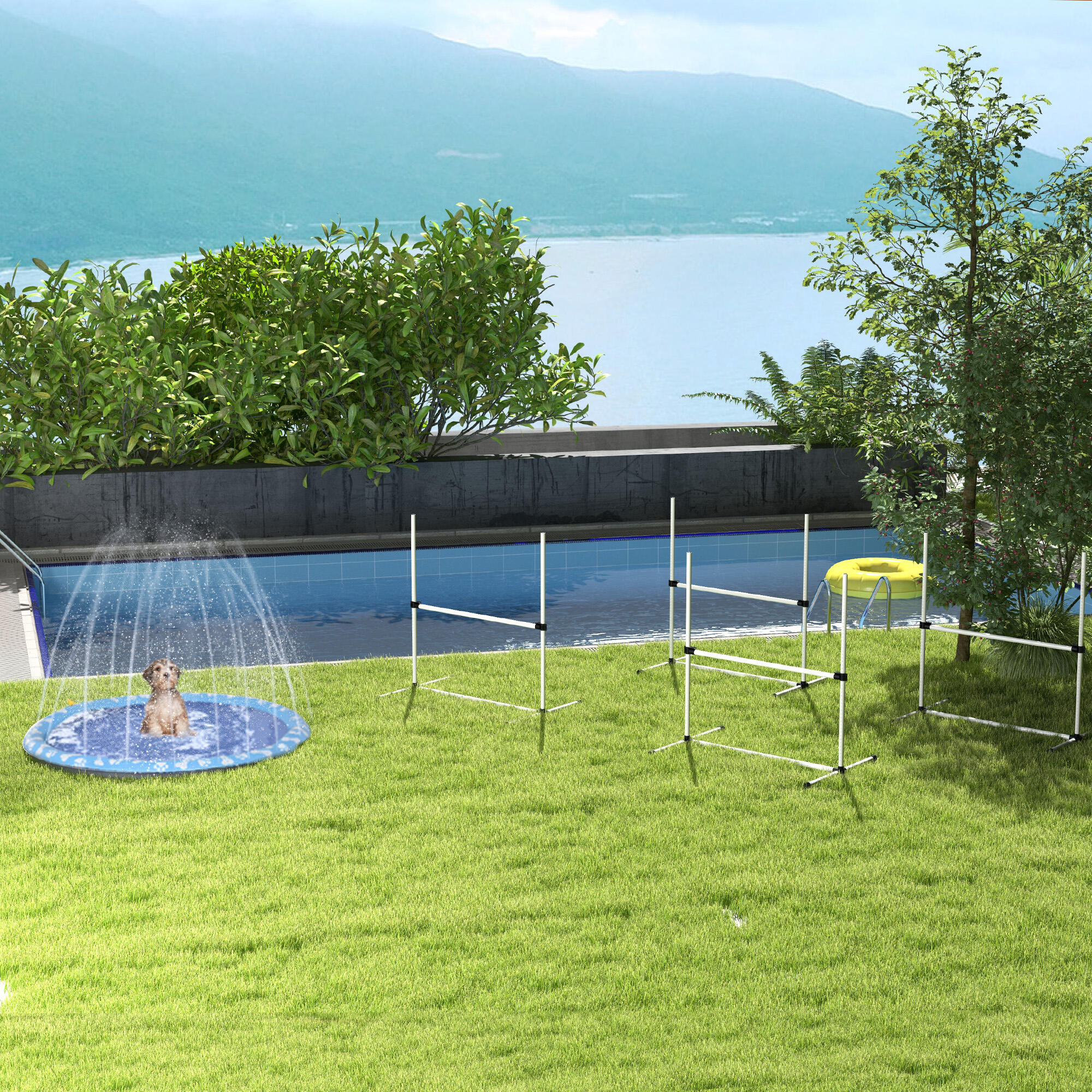 Set de Entrenamiento de Agilidad para Perros PawHut 99x65x94 cm Blanco 7/7